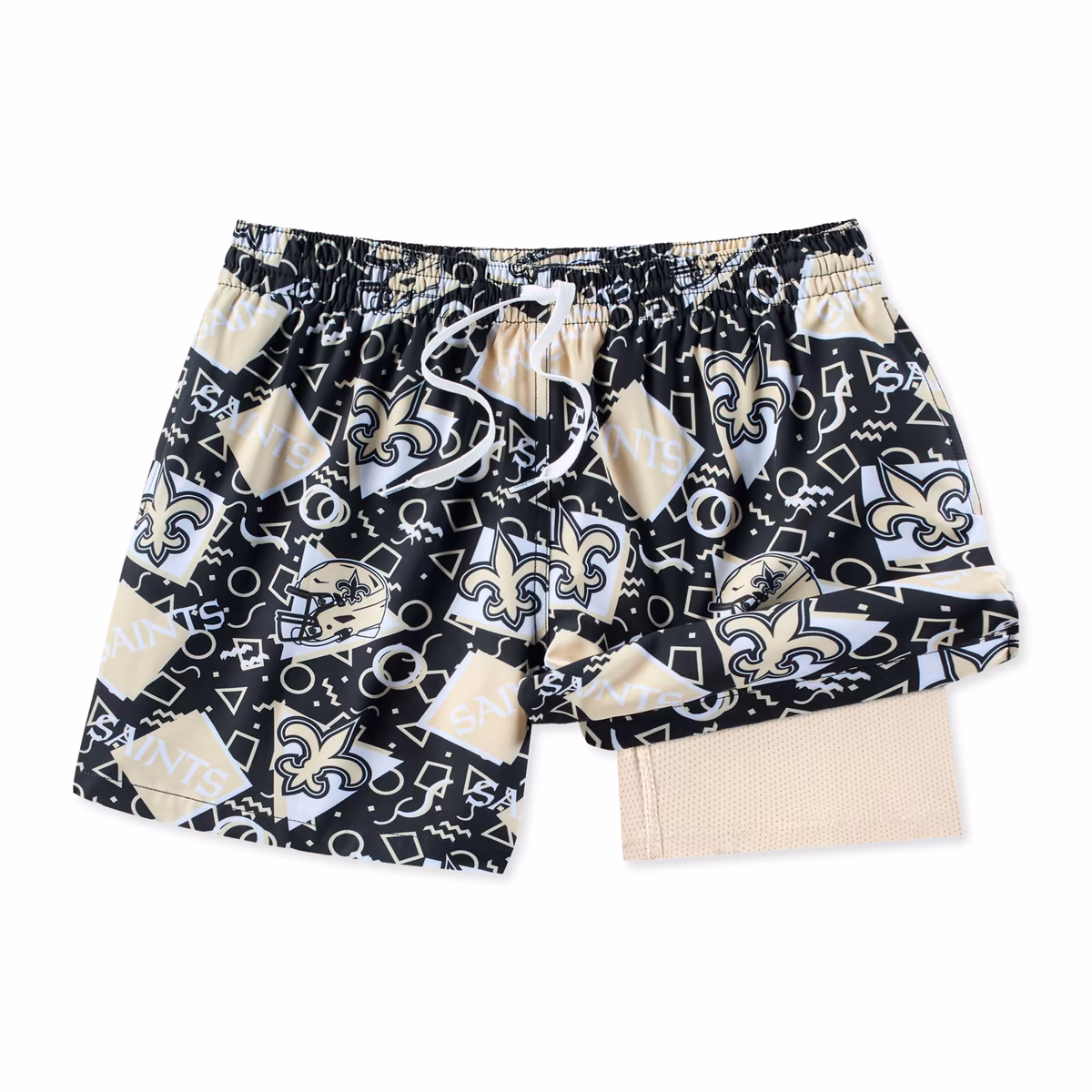 Men's Chubbies Black New Orleans Saints Game Day Fit Classic Lined Swim Trunks