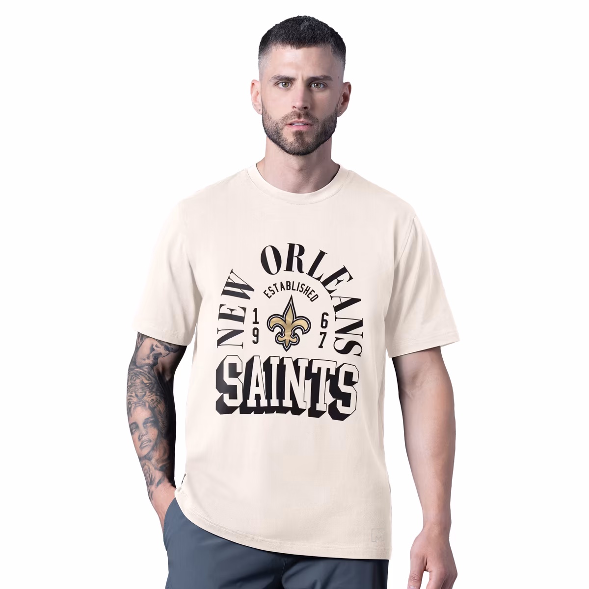 Men's MSX by Michael Strahan White New Orleans Saints Whiteout Vintage T-Shirt