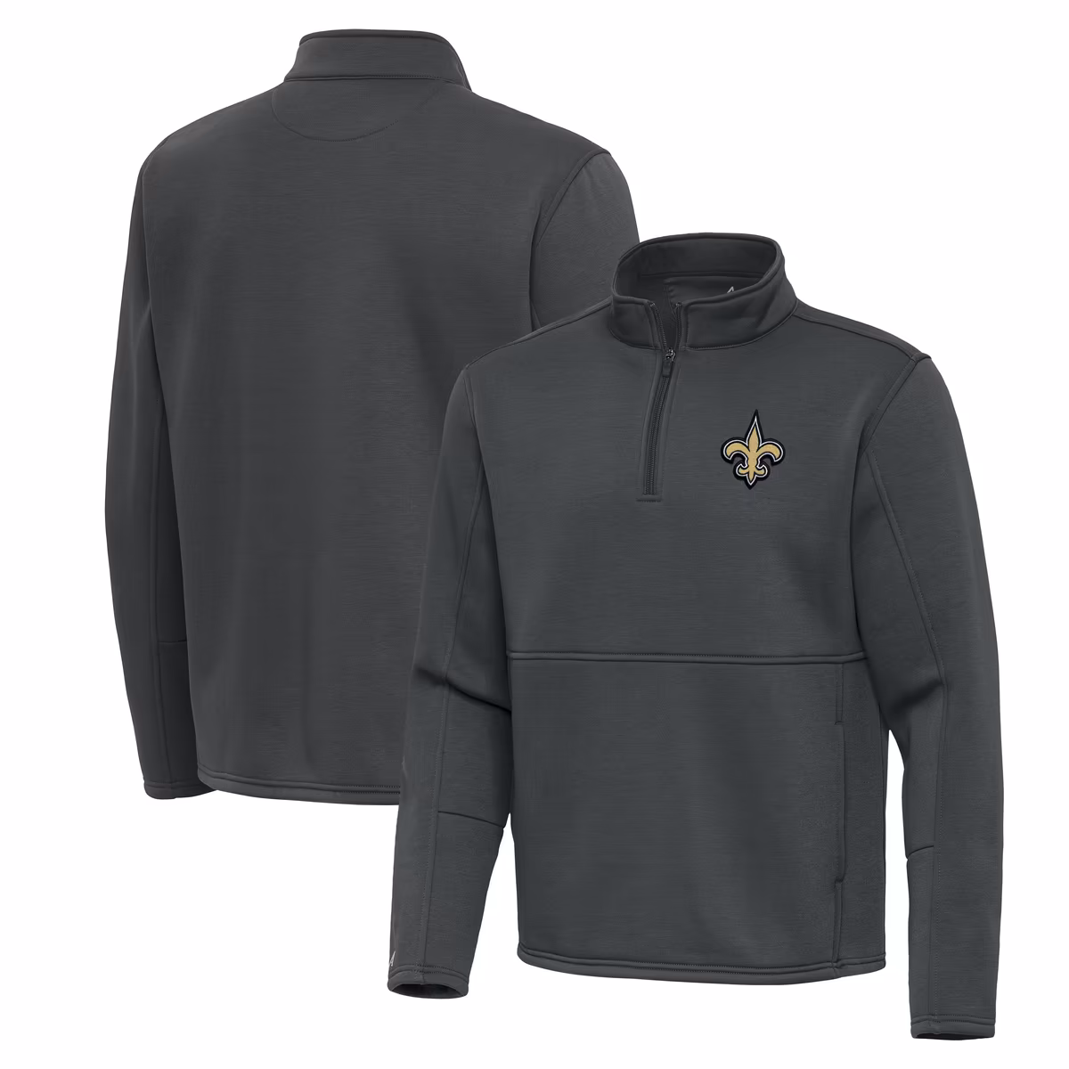 Men's Antigua Pewter New Orleans Saints Twist Quarter-Zip Pullover Jacket 13 Men's Antigua Pewter New Orleans Saints Twist Quarter-Zip Pullover Jacket