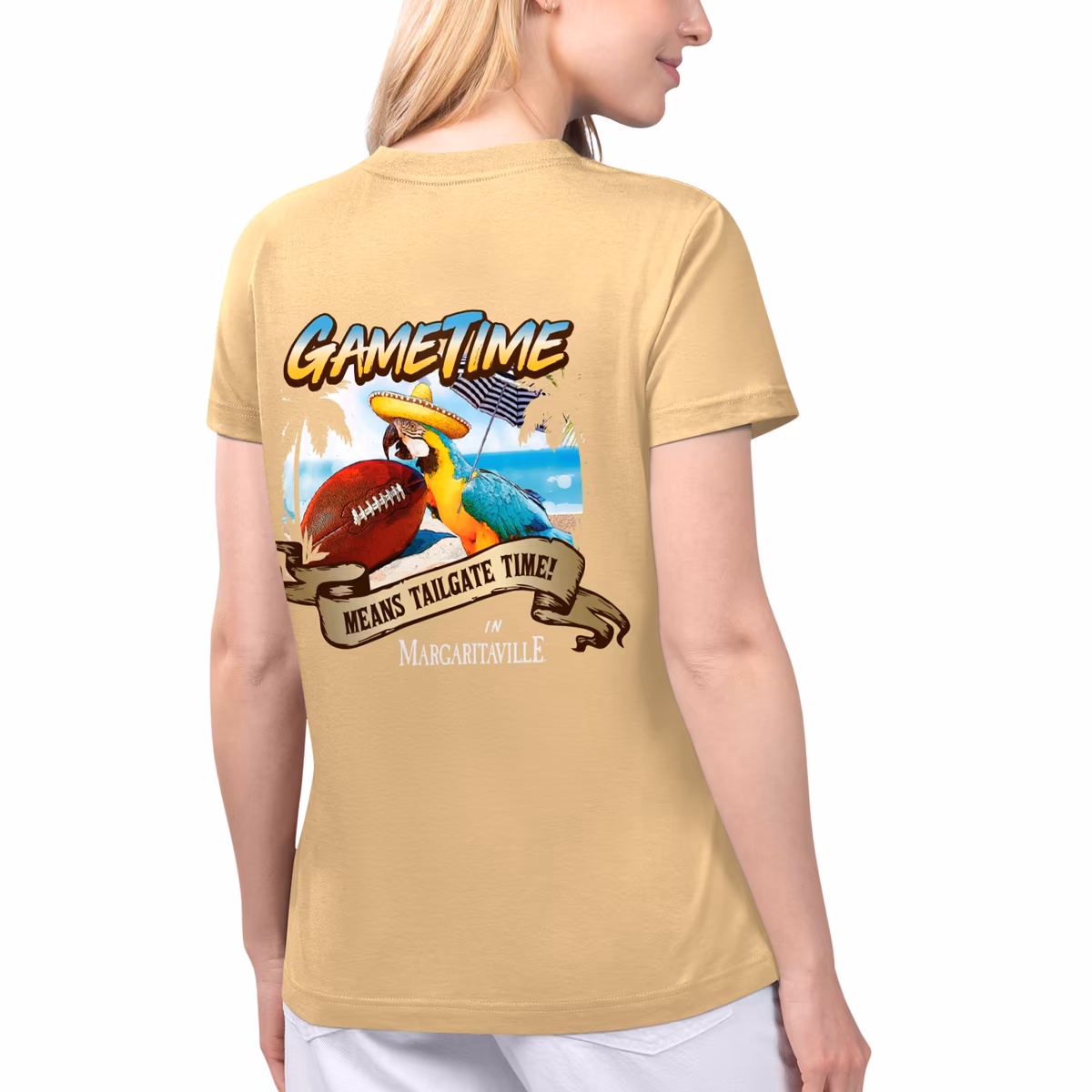 Women's Margaritaville Gold New Orleans Saints Game Time V-Neck T-Shirt 12 Women's Margaritaville Gold New Orleans Saints Game Time V-Neck T-Shirt