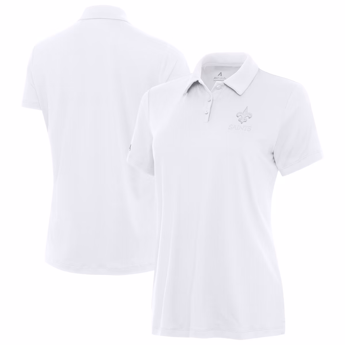 Women's Antigua  White New Orleans Saints Reprocess Polo