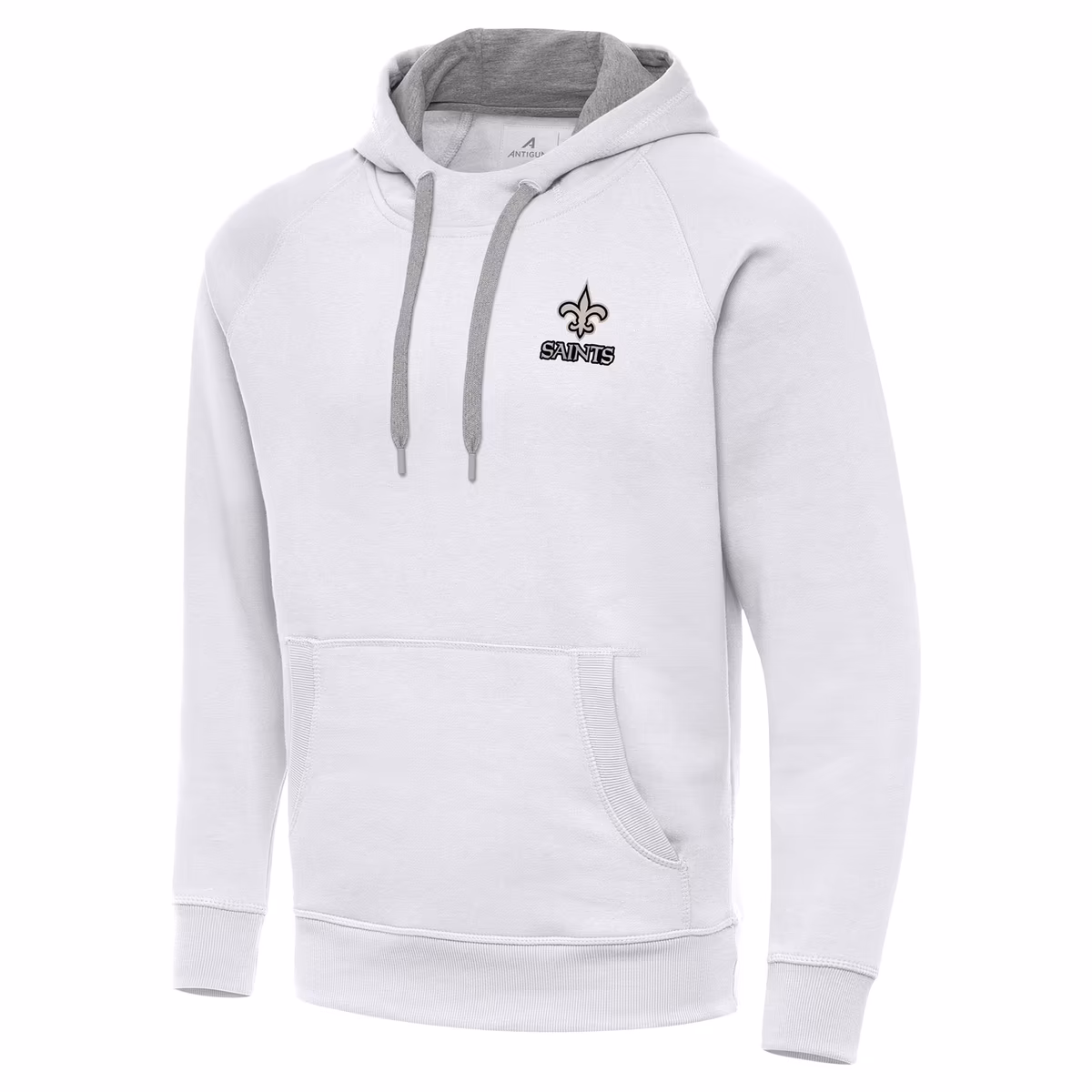 Men's Antigua White New Orleans Saints Brushed Carbon Victory Pullover Hoodie 3 Men's Antigua White New Orleans Saints Brushed Carbon Victory Pullover Hoodie