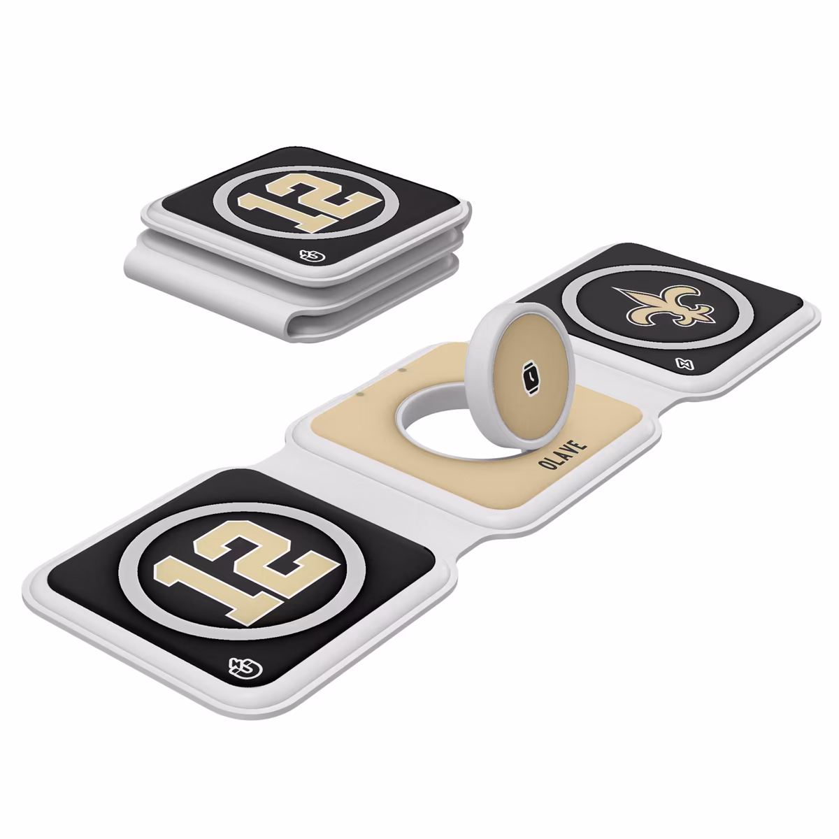 Keyscaper Chris Olave New Orleans Saints 3-in-1 Foldable Charger 1 Keyscaper Chris Olave New Orleans Saints 3-in-1 Foldable Charger