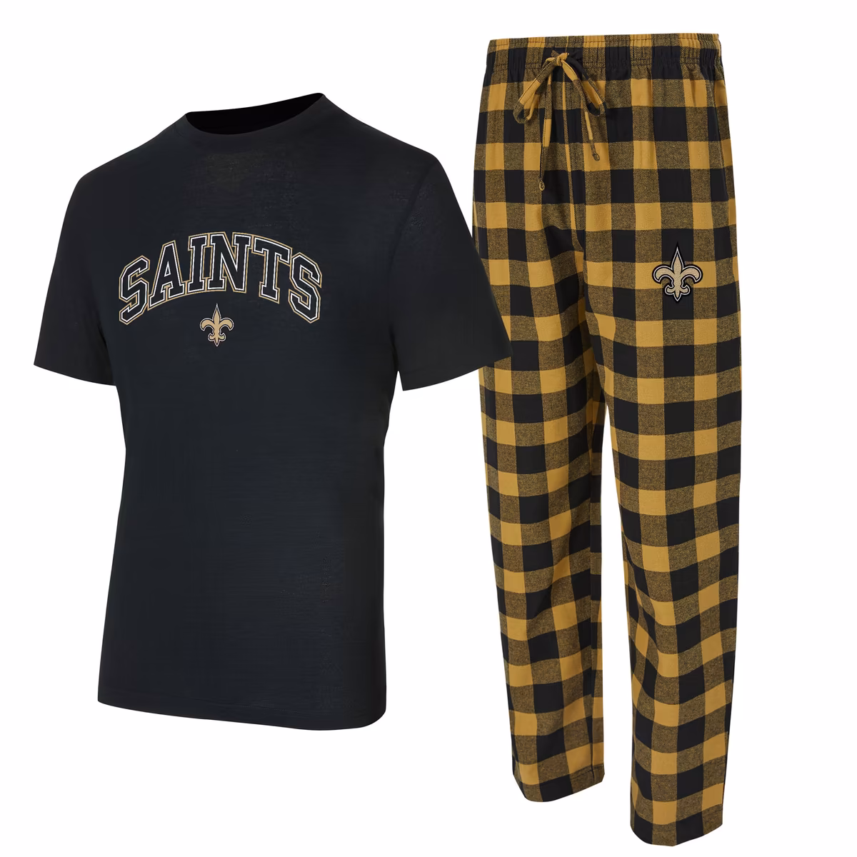 Men's Concepts Sport Black/Gold New Orleans Saints Big & Tall Avondale T-Shirt & Flannel Pants Sleep Set 8 Men's Concepts Sport Black/Gold New Orleans Saints Big & Tall Avondale T-Shirt & Flannel Pants Sleep Set