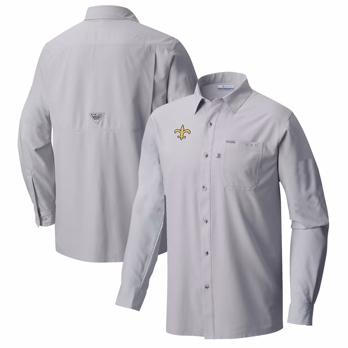 Men's Columbia  Gray New Orleans Saints Slack Tide Omni-Wick Long Sleeve Button-Up Shirt