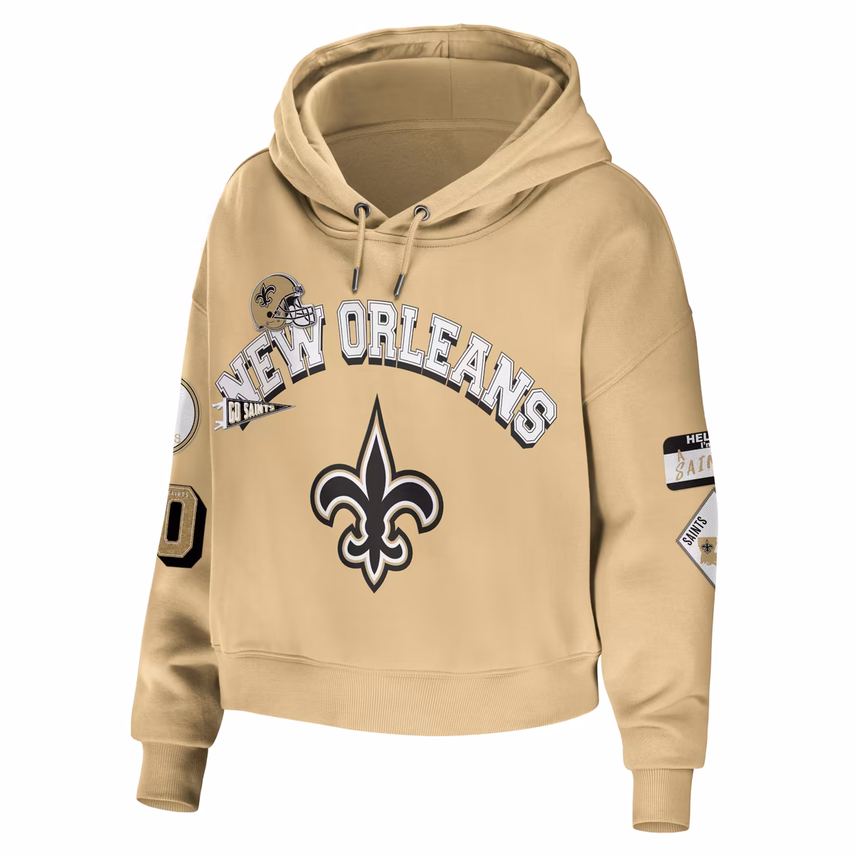Women's WEAR by Erin Andrews Gold New Orleans Saints Plus Size Modest Cropped Pullover Hoodie 3 Women's WEAR by Erin Andrews Gold New Orleans Saints Plus Size Modest Cropped Pullover Hoodie