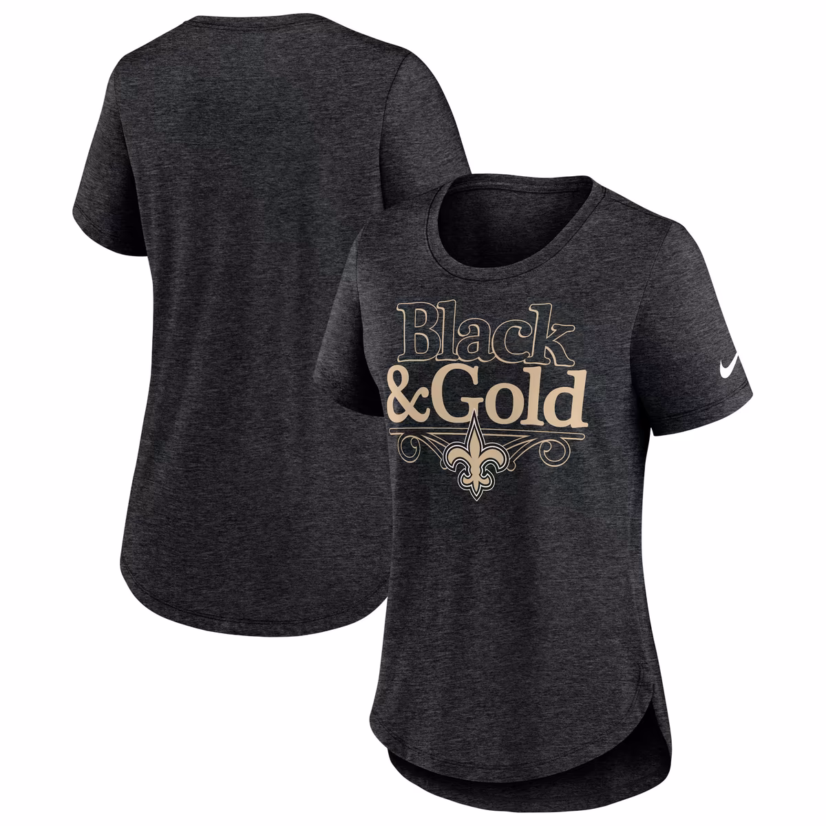 Women's Nike Heather Black New Orleans Saints Local Fashion Tri-Blend T-Shirt 9 Women's Nike Heather Black New Orleans Saints Local Fashion Tri-Blend T-Shirt