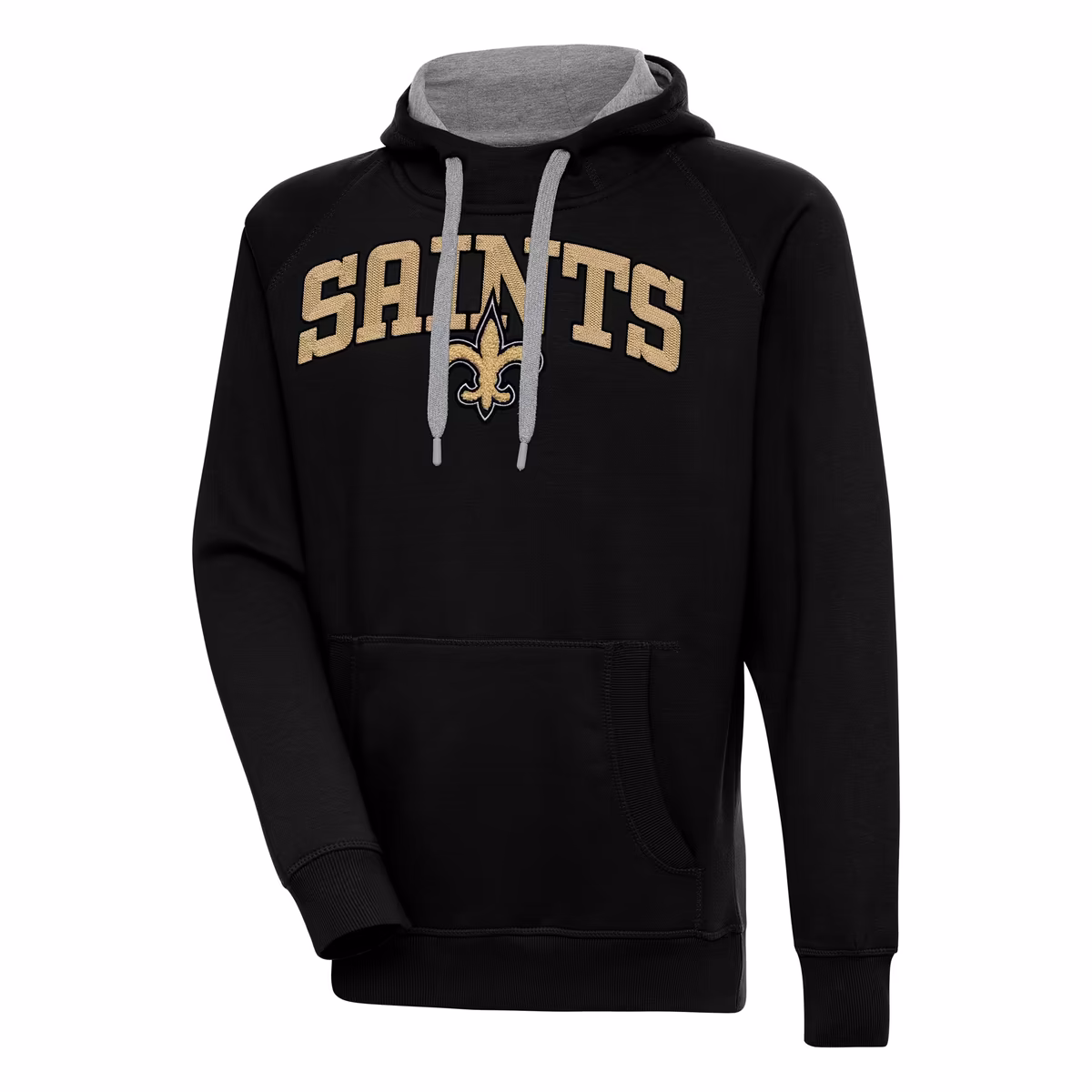 Men's Antigua Black New Orleans Saints Victory Pullover Hoodie 1 Men's Antigua Black New Orleans Saints Victory Pullover Hoodie