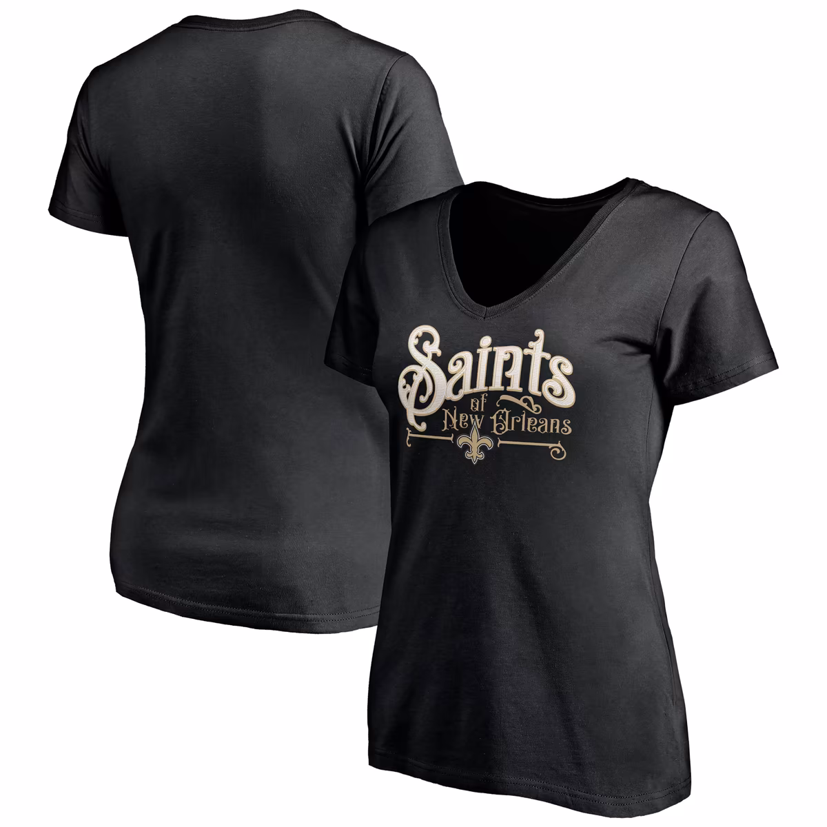 Women's Black New Orleans Saints Hometown Collection V-Neck T-Shirt 2 Women's Black New Orleans Saints Hometown Collection V-Neck T-Shirt