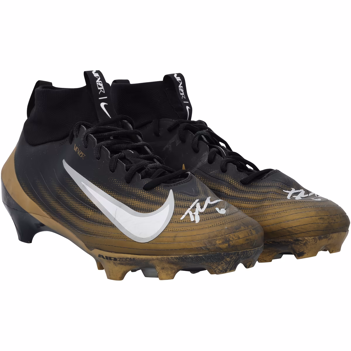 Tyler Shough New Orleans Saints Autographed Game-Used Black/Gold Nike Cleats from the 2025-26 NFL Season