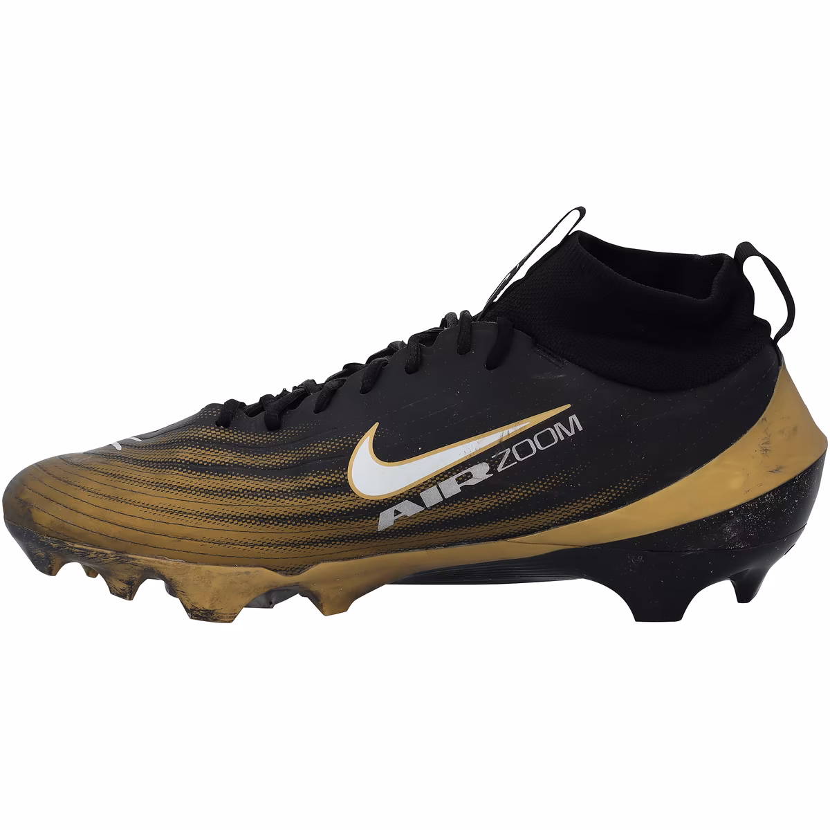 Tyler Shough New Orleans Saints Autographed Game-Used Black/Gold Nike Cleats from the 2025-26 NFL Season 7 Tyler Shough New Orleans Saints Autographed Game-Used Black/Gold Nike Cleats from the 2025-26 NFL Season