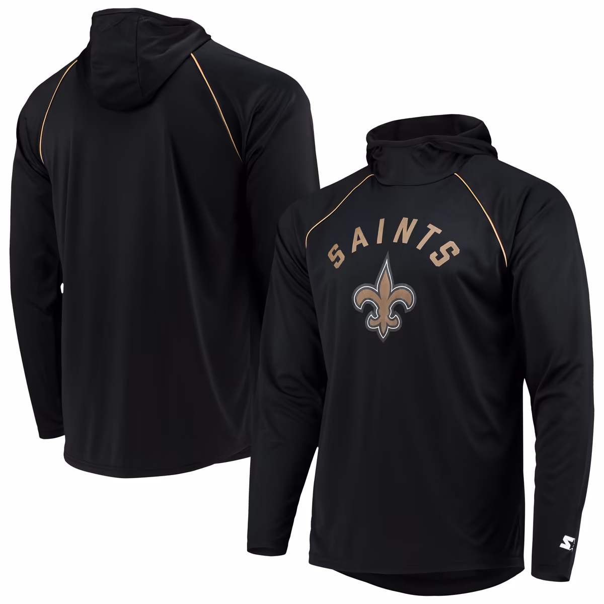 Men's Starter Black New Orleans Saints Raglan Long Sleeve Hoodie T-Shirt 9 Men's Starter Black New Orleans Saints Raglan Long Sleeve Hoodie T-Shirt