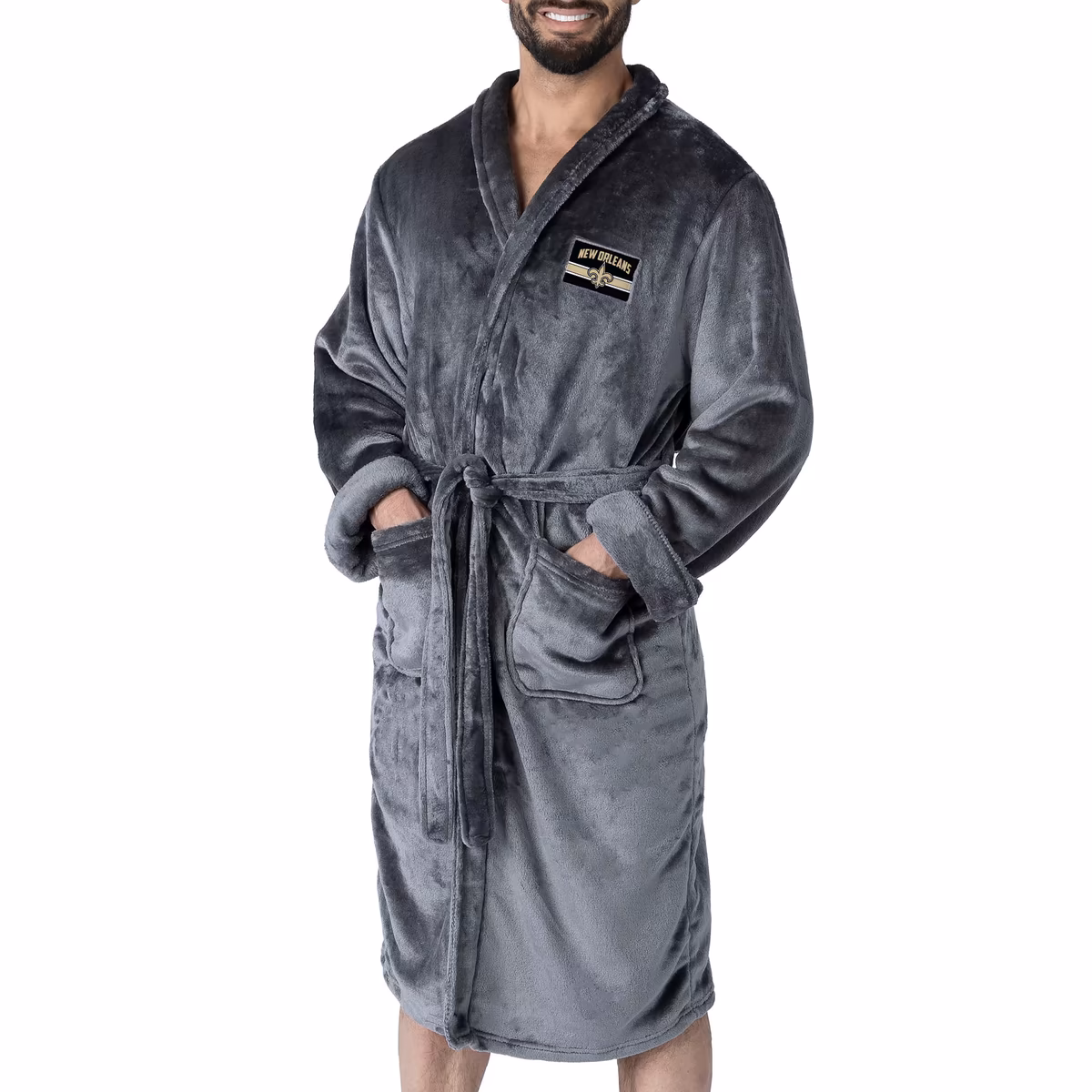 Men's The Northwest Group Charcoal New Orleans Saints Bathrobe 2 Men's The Northwest Group Charcoal New Orleans Saints Bathrobe