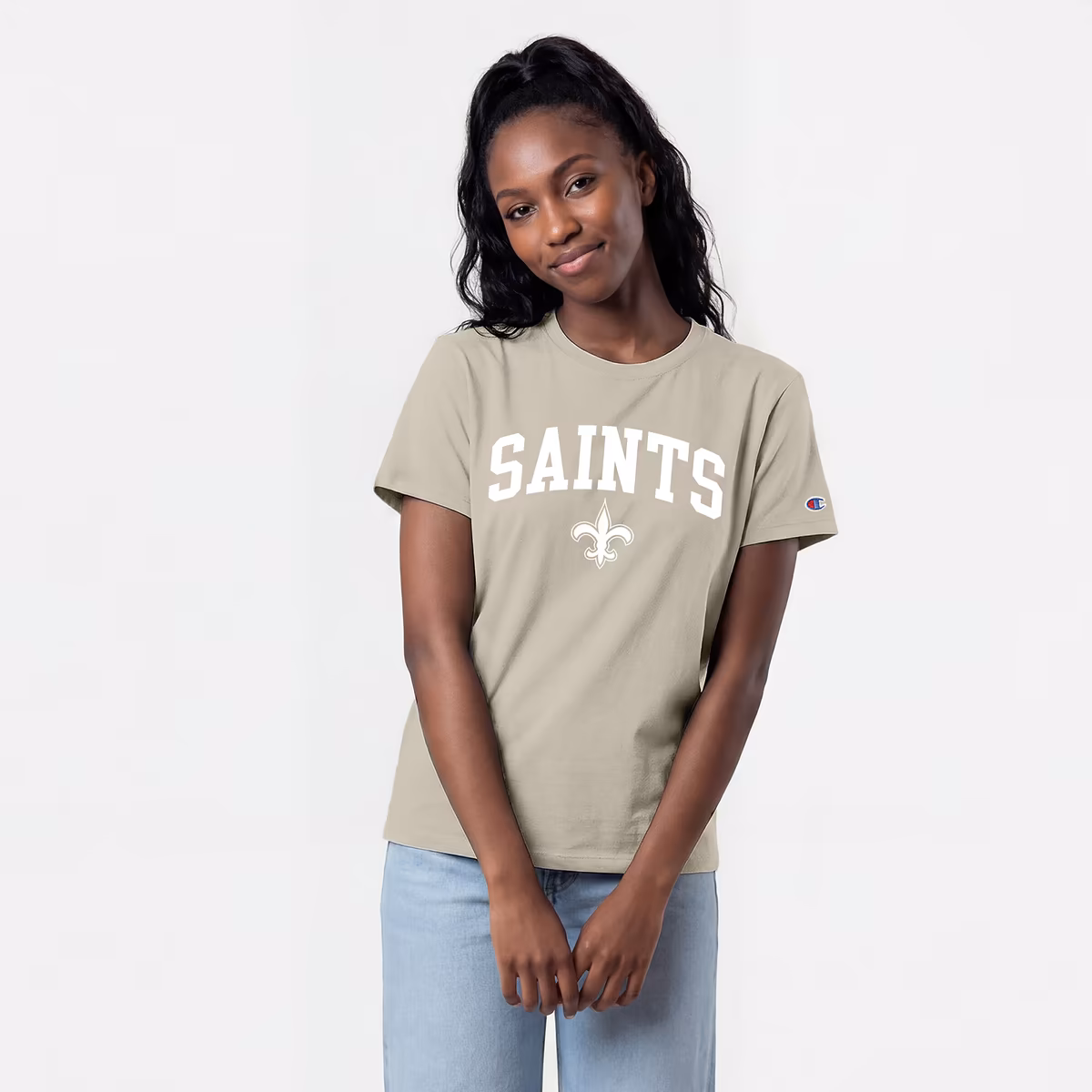 Women's Champion Light Brown New Orleans Saints Cocoa Butter T-Shirt 1 Women's Champion Light Brown New Orleans Saints Cocoa Butter T-Shirt