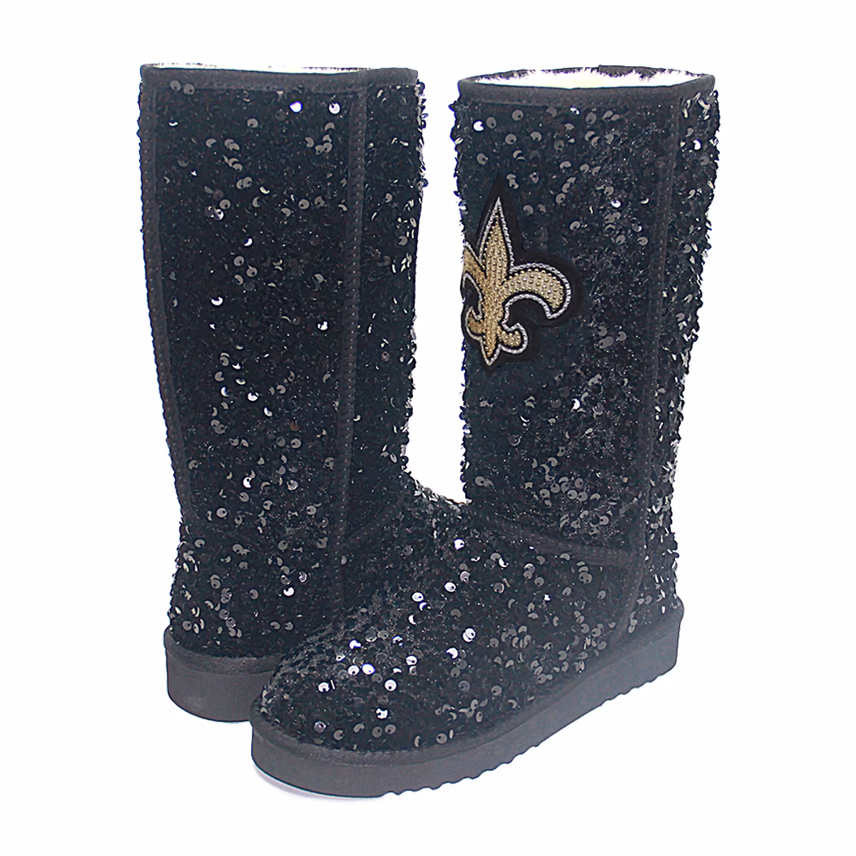 Women's Cuce Black New Orleans Saints Tall Sequin Boots 11 Women's Cuce Black New Orleans Saints Tall Sequin Boots