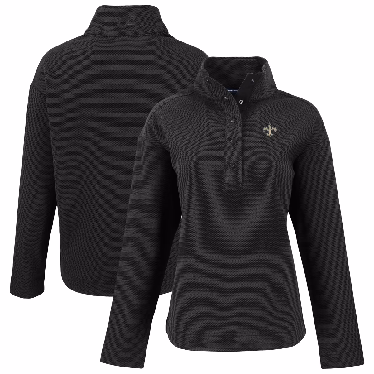 Women's Cutter & Buck Black New Orleans Saints Hunts Point Eco Half-Snap Sweatshirt 9 Women's Cutter & Buck Black New Orleans Saints Hunts Point Eco Half-Snap Sweatshirt