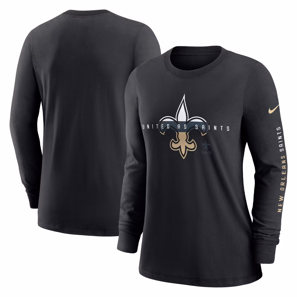 Women's Nike Black New Orleans Saints Prime Split Long Sleeve T-Shirt 1 Women's Nike Black New Orleans Saints Prime Split Long Sleeve T-Shirt