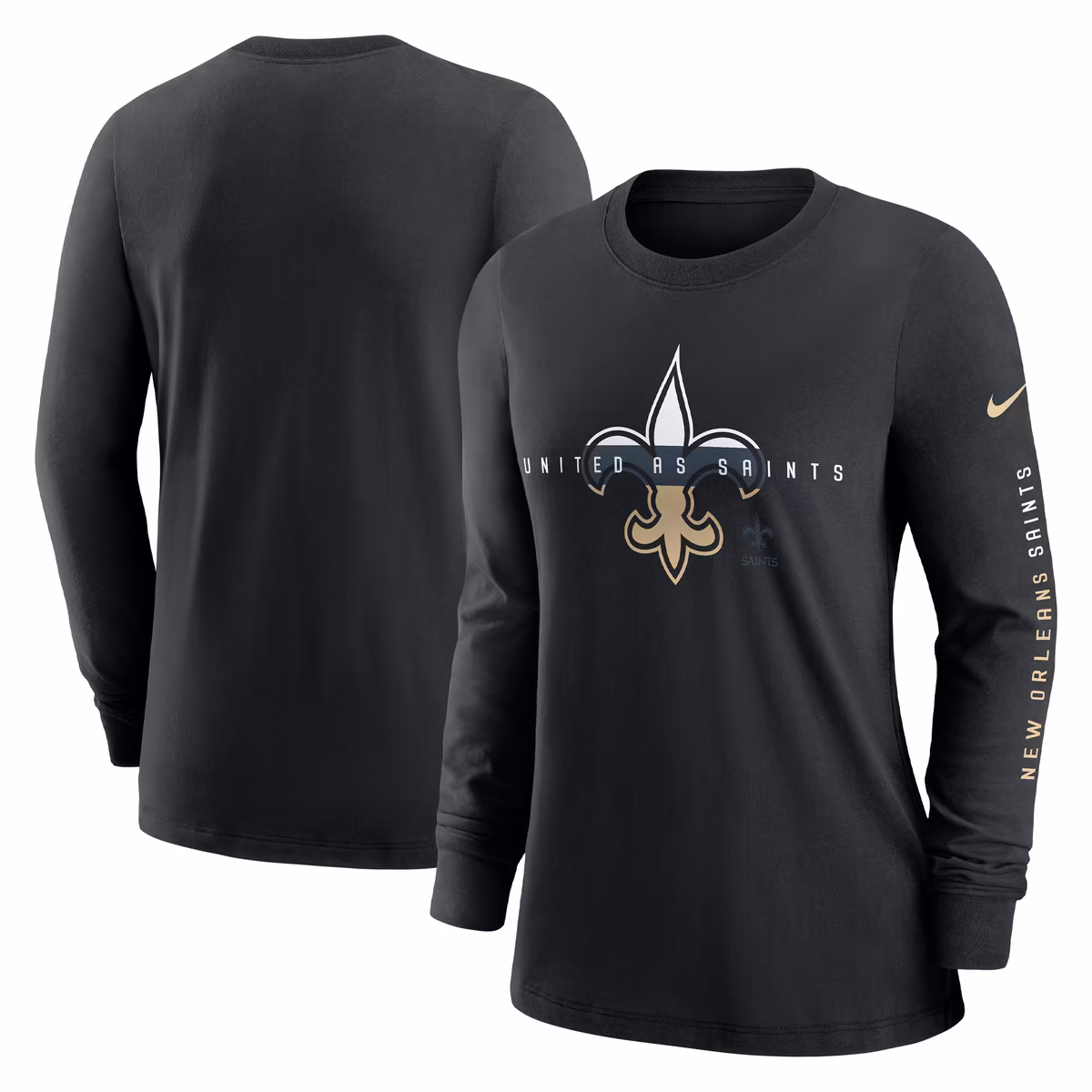 Women's Nike Black New Orleans Saints Prime Split Long Sleeve T-Shirt 2 Women's Nike Black New Orleans Saints Prime Split Long Sleeve T-Shirt