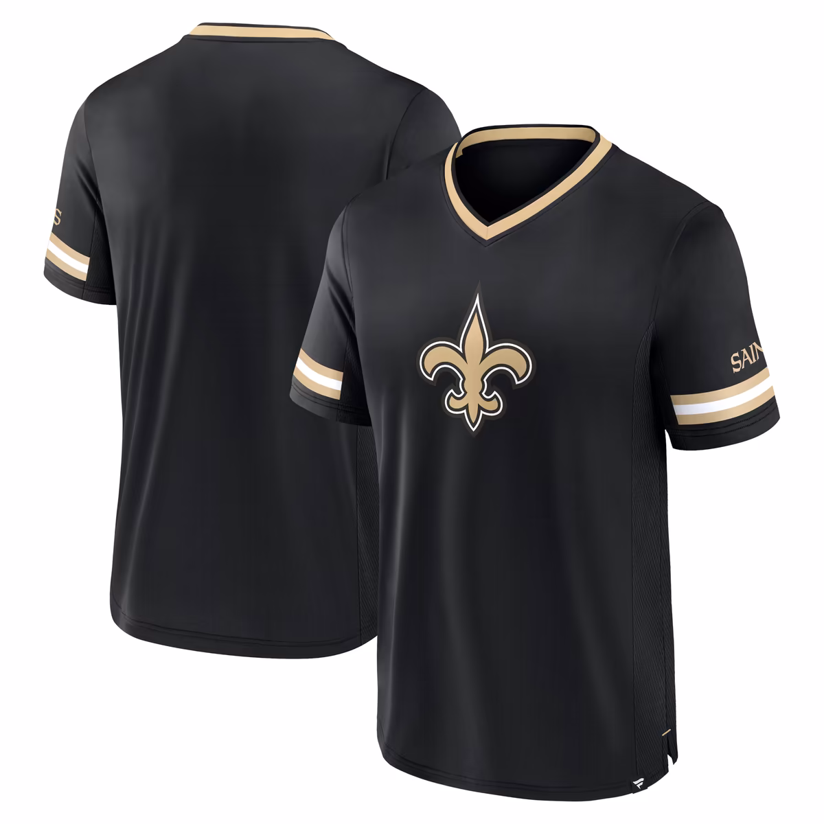 Men's Fanatics Black New Orleans Saints Stripe Stacking T-Shirt 2 Men's Fanatics Black New Orleans Saints Stripe Stacking T-Shirt