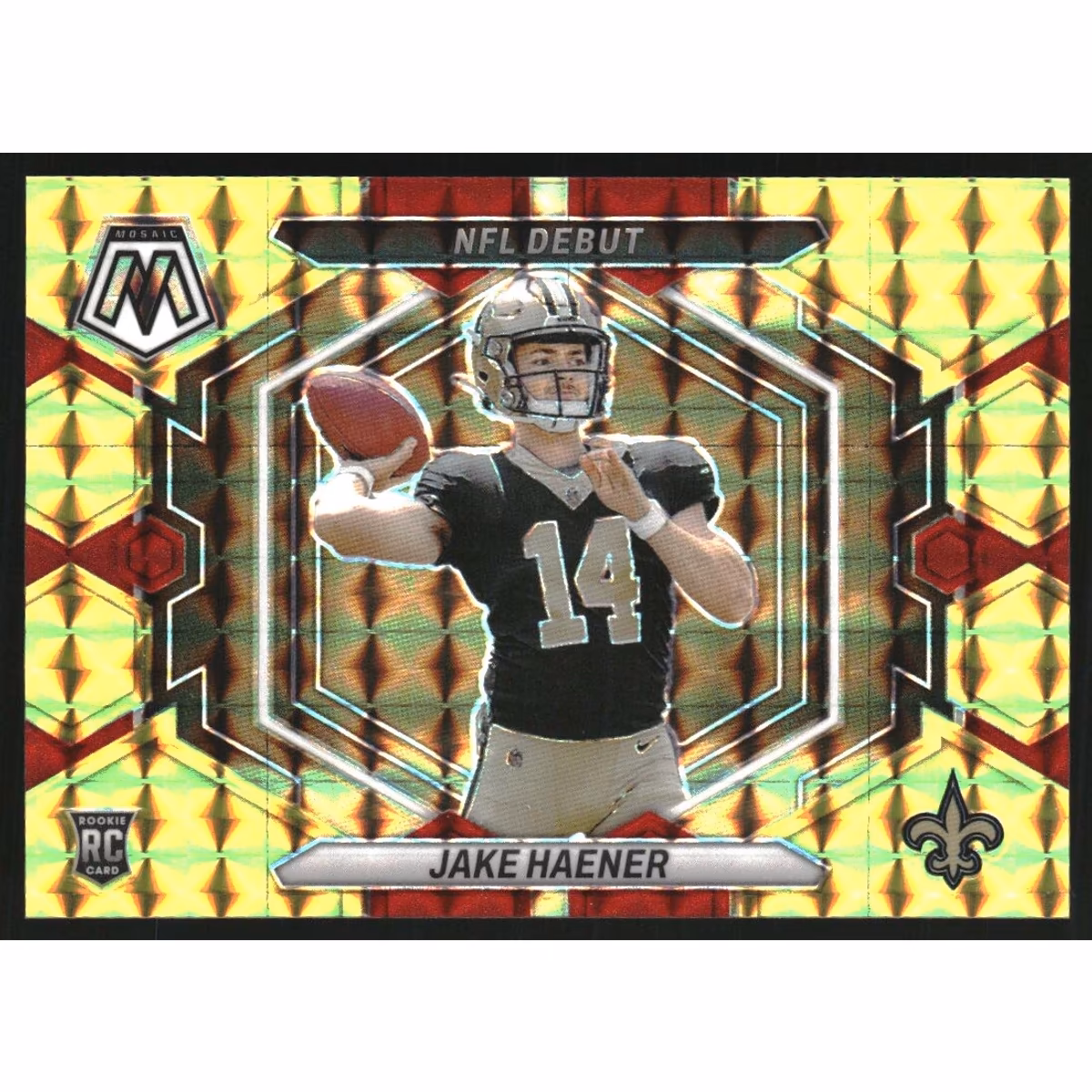 2023 Panini Mosaic NFL Debut Mosaic Choice Fusion Red and Yellow #7 Jake Haener