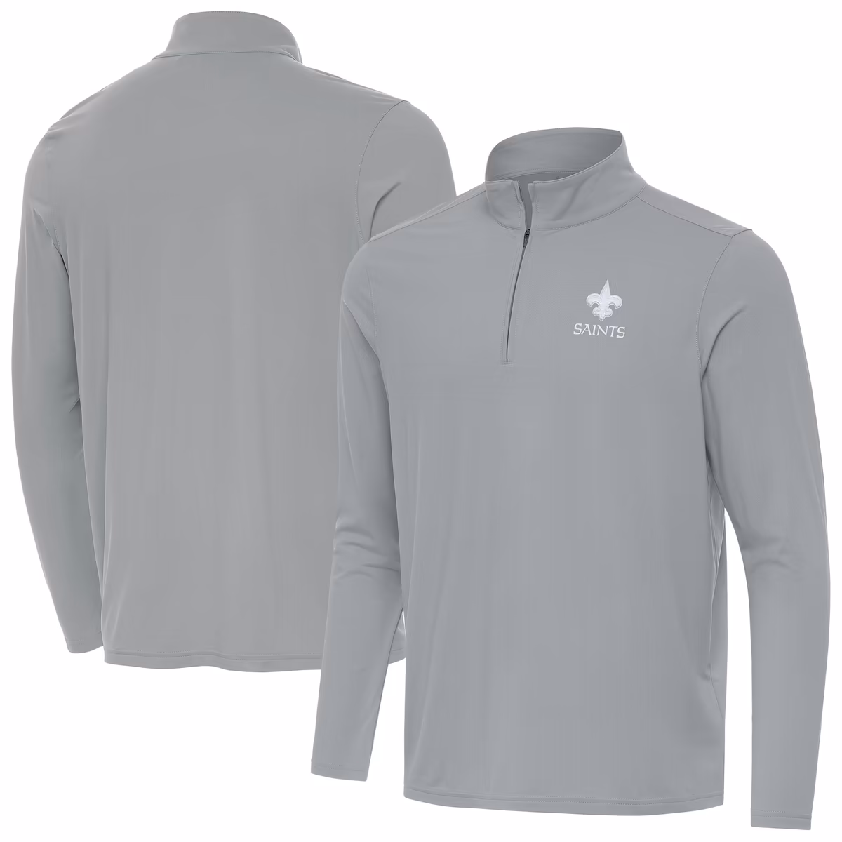 Men's Antigua Gray New Orleans Saints Intent Quarter-Zip Jacket 9 Men's Antigua Gray New Orleans Saints Intent Quarter-Zip Jacket