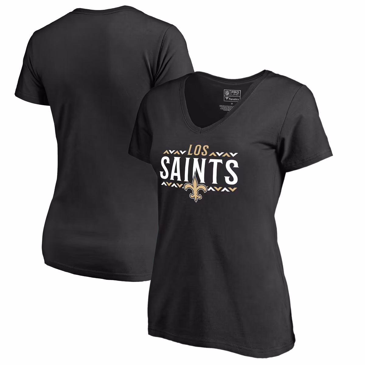 Women's Black New Orleans Saints Arriba V-Neck T-Shirt 2 Women's Black New Orleans Saints Arriba V-Neck T-Shirt
