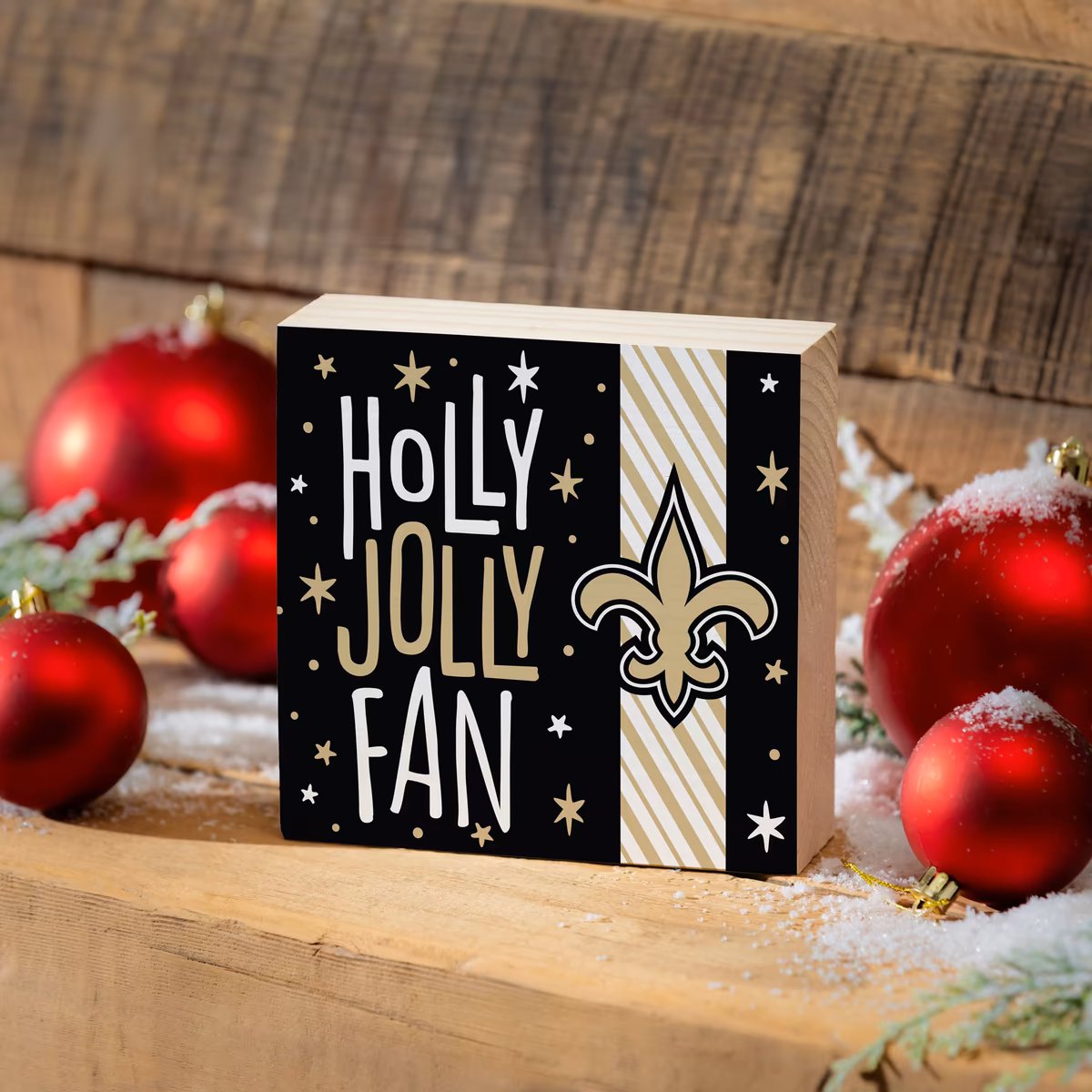 New Orleans Saints 6" Holiday Wood Plock Shelf Sign 5 New Orleans Saints 6" Holiday Wood Plock Shelf Sign