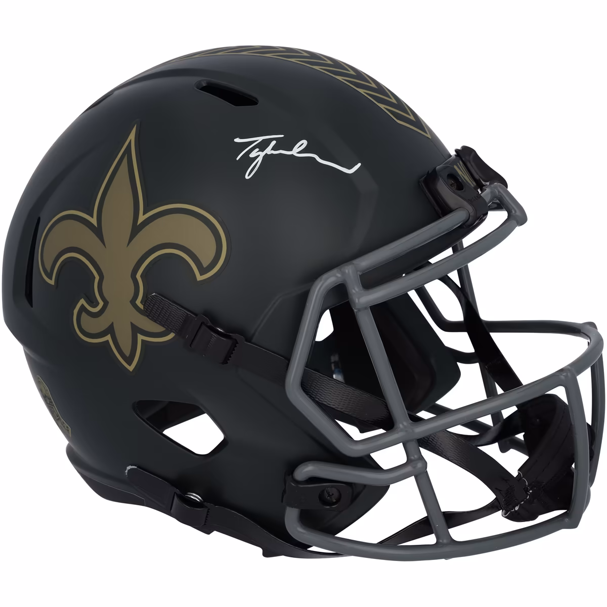 Tyler Shough New Orleans Saints Autographed Riddell 2025 Salute To Service Speed Replica Helmet