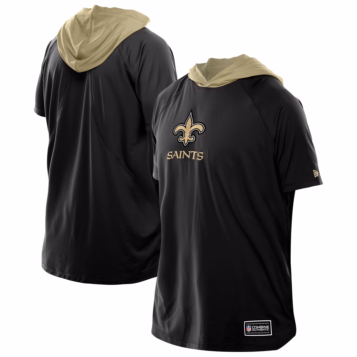 Men's New Era Black New Orleans Saints Combine Authentic Hooded Raglan Short-Sleeve T-Shirt 2 Men's New Era Black New Orleans Saints Combine Authentic Hooded Raglan Short-Sleeve T-Shirt