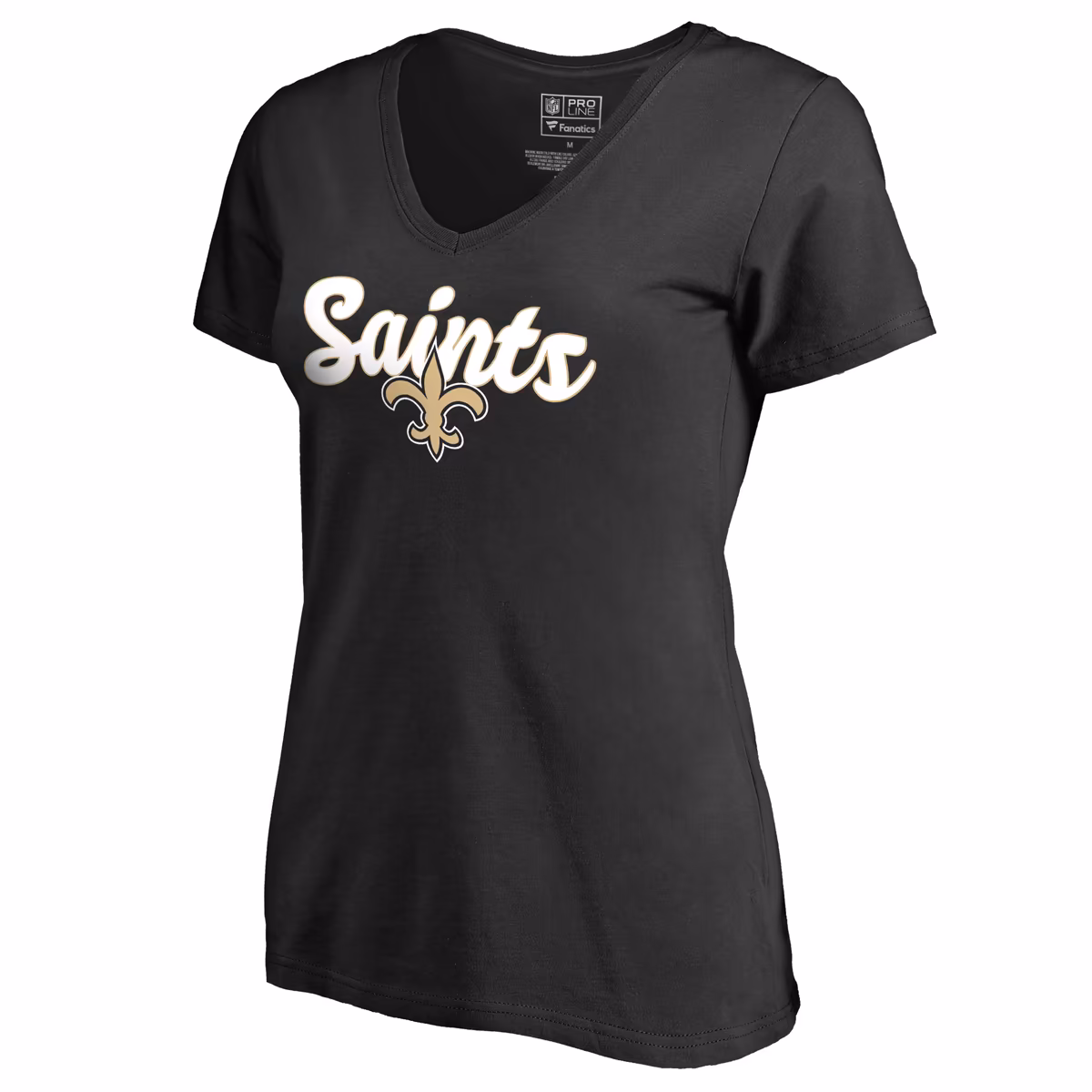 Women's Black New Orleans Saints Freehand V-Neck T-Shirt