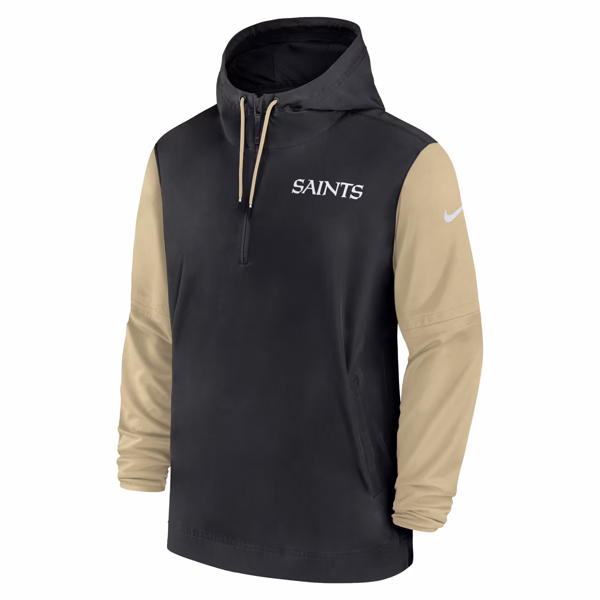 Men's Nike Black/Gold New Orleans Saints 2024/25 Sideline Pre-Game Player 1/2-Zip Hoodie Jacket 3 Men's Nike Black/Gold New Orleans Saints 2024/25 Sideline Pre-Game Player 1/2-Zip Hoodie Jacket