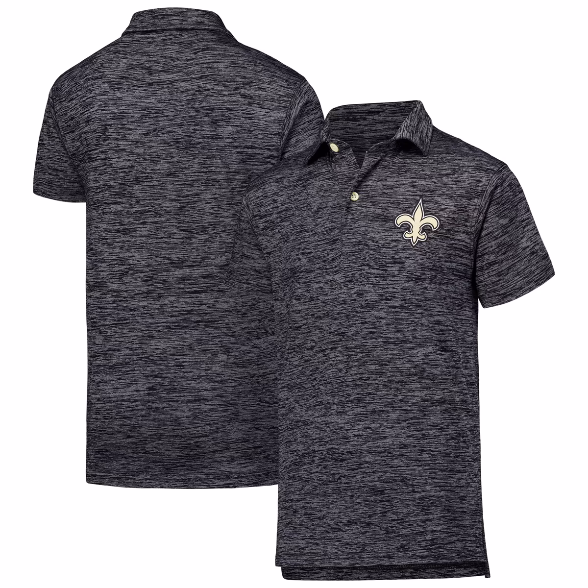 Youth Wes & Willy Black New Orleans Saints Cloudy Yarn Polo 2 Youth Wes & Willy Black New Orleans Saints Cloudy Yarn Polo