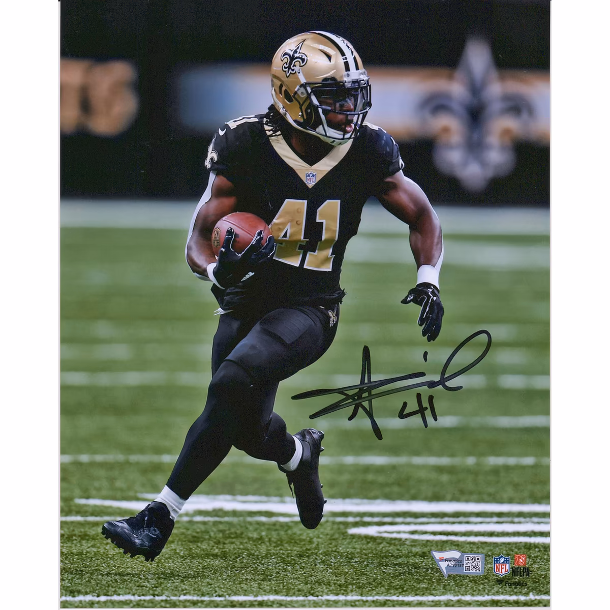 Alvin Kamara New Orleans Saints Autographed 8" x 10" Black Vertical Photograph 13 Alvin Kamara New Orleans Saints Autographed 8" x 10" Black Vertical Photograph