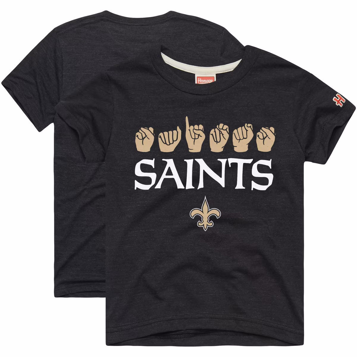 Youth Homage Charcoal New Orleans Saints Love Sign x ASL 2.0 Tri-Blend T-Shirt 3 Youth Homage Charcoal New Orleans Saints Love Sign x ASL 2.0 Tri-Blend T-Shirt
