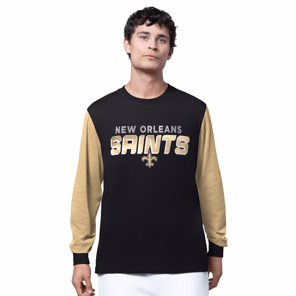 Men's Starter Black New Orleans Saints Thursday Night Gridiron Long Sleeve T-Shirt