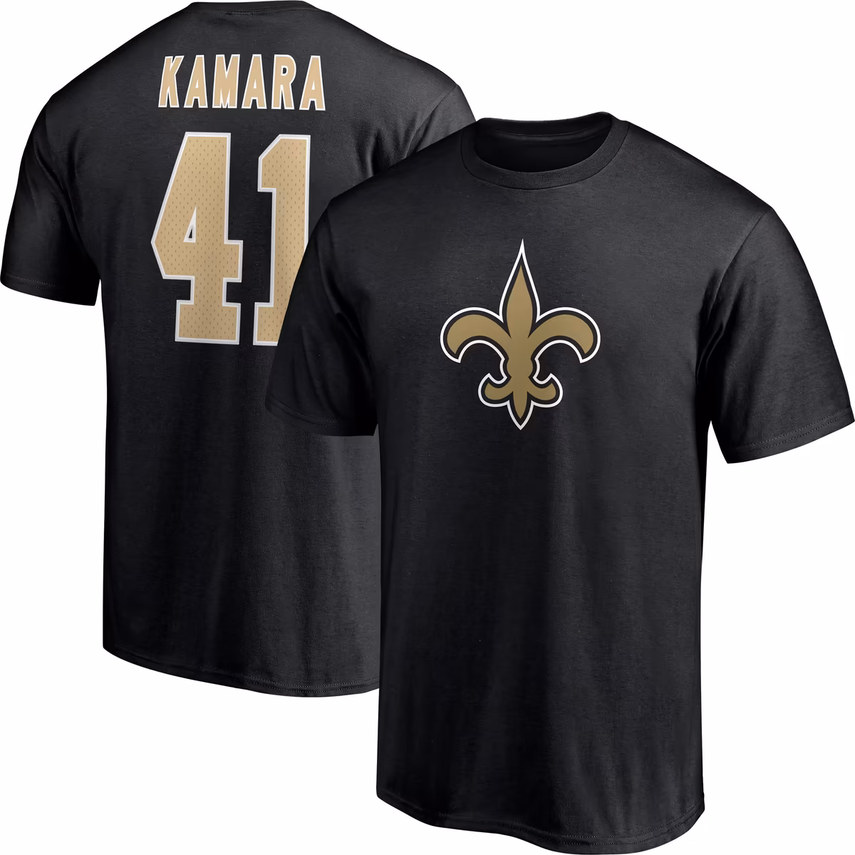 Men's Fanatics Alvin Kamara Black New Orleans Saints Player Icon Name & Number T-Shirt
