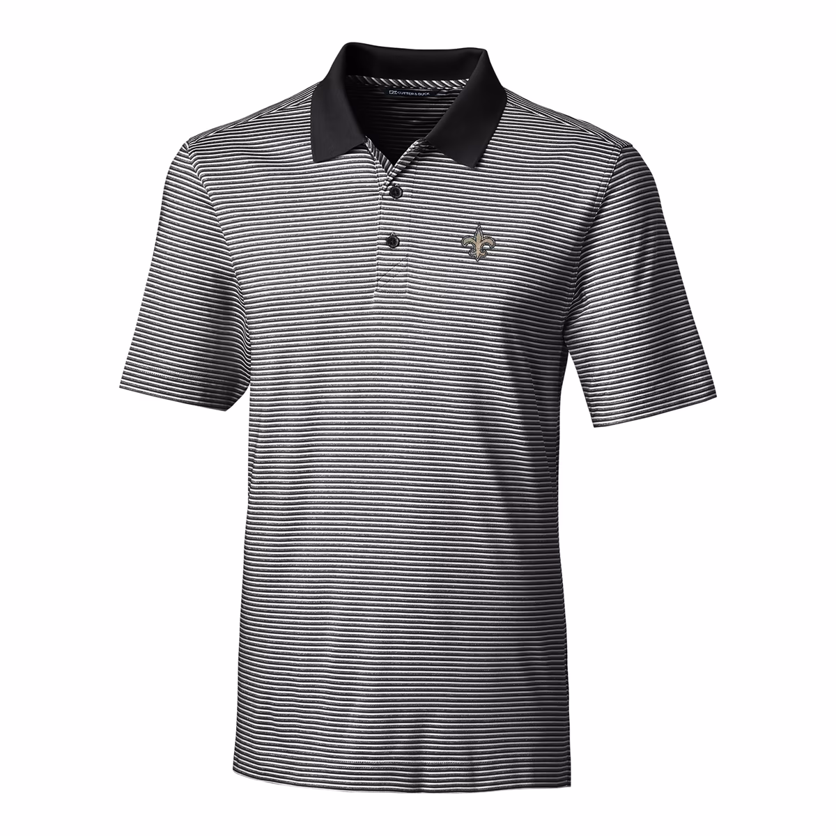 Men's Cutter & Buck Black New Orleans Saints Big & Tall Forge Tonal Stripe Polo