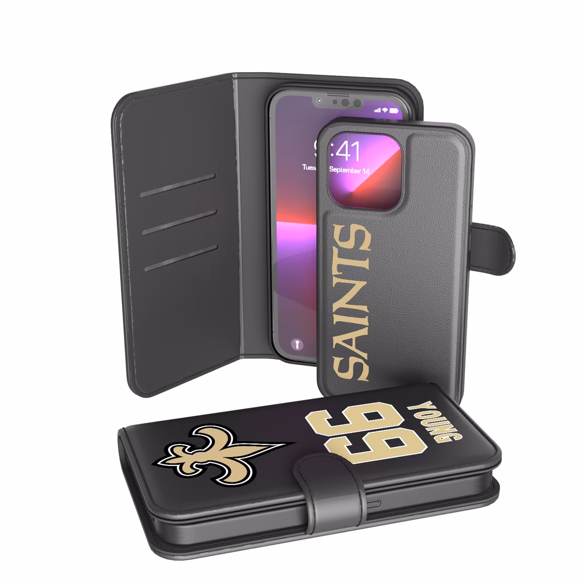 Keyscaper Chase Young Black New Orleans Saints iPhone Wallet Case 1 Keyscaper Chase Young Black New Orleans Saints iPhone Wallet Case
