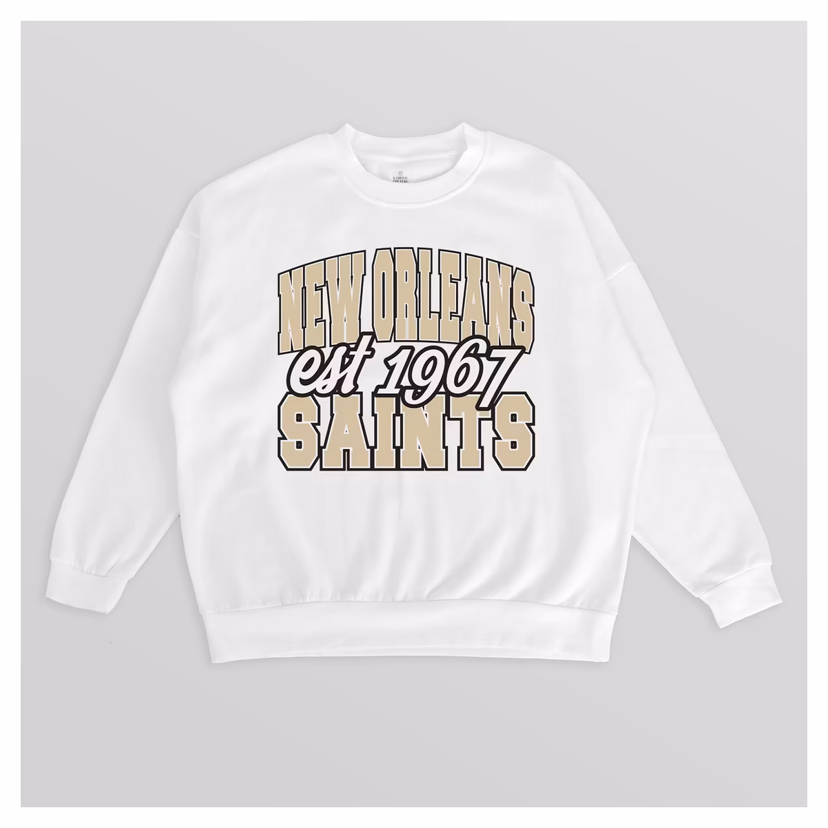 Women's Gameday Couture White New Orleans Saints Oversized Faded Formation Premium Fleece Pullover Sweatshirt 5 Women's Gameday Couture White New Orleans Saints Oversized Faded Formation Premium Fleece Pullover Sweatshirt