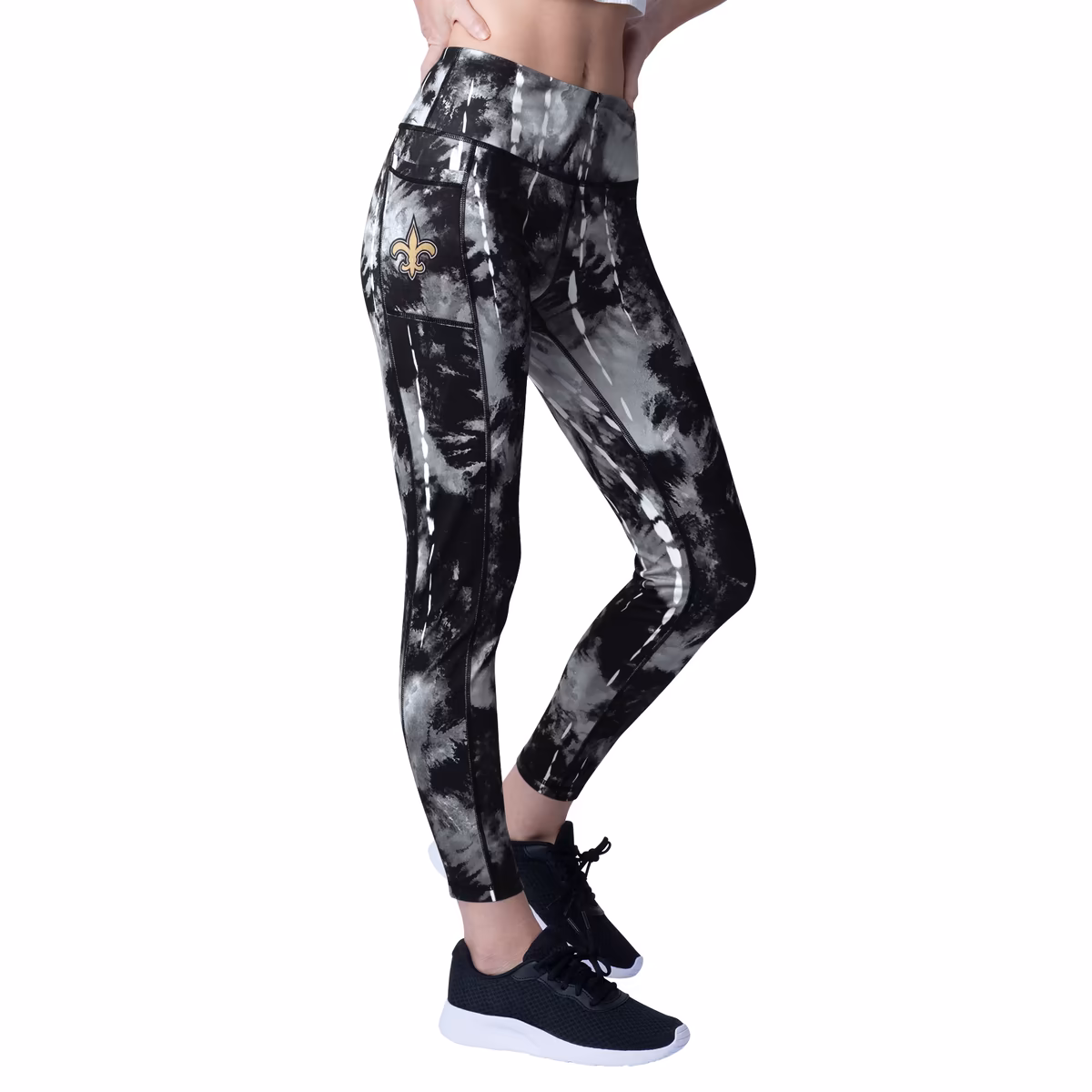 Women's MSX by Michael Strahan Black New Orleans Saints Serena Tie-Dye Leggings 1 Women's MSX by Michael Strahan Black New Orleans Saints Serena Tie-Dye Leggings