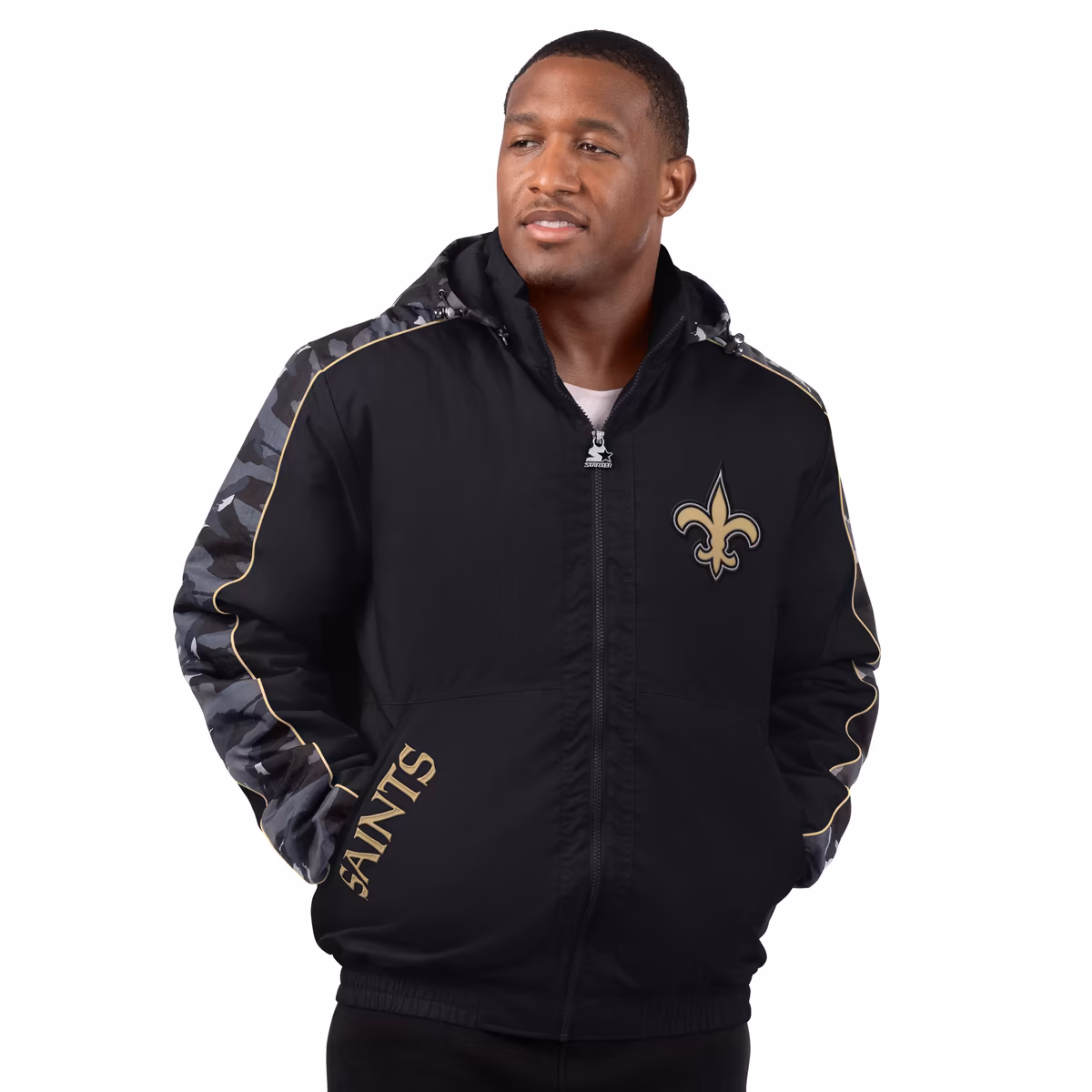 Men's Starter Black New Orleans Saints Thursday Night Gridiron Full-Zip Jacket 2 Men's Starter Black New Orleans Saints Thursday Night Gridiron Full-Zip Jacket
