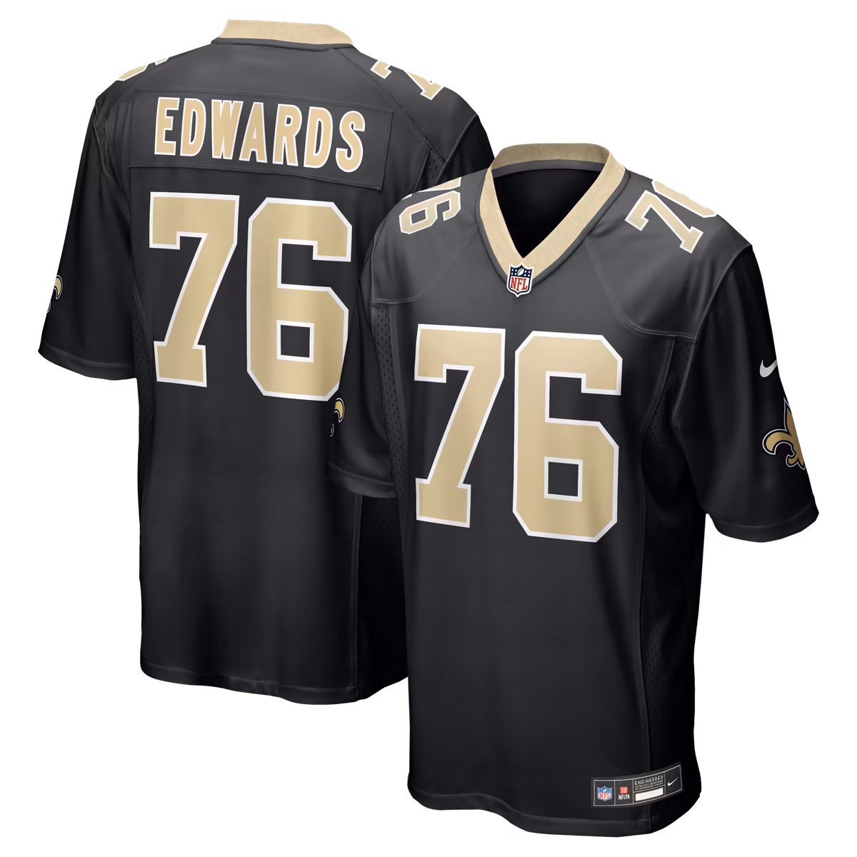 Men's Nike David Edwards  Black New Orleans Saints Team Game Jersey
