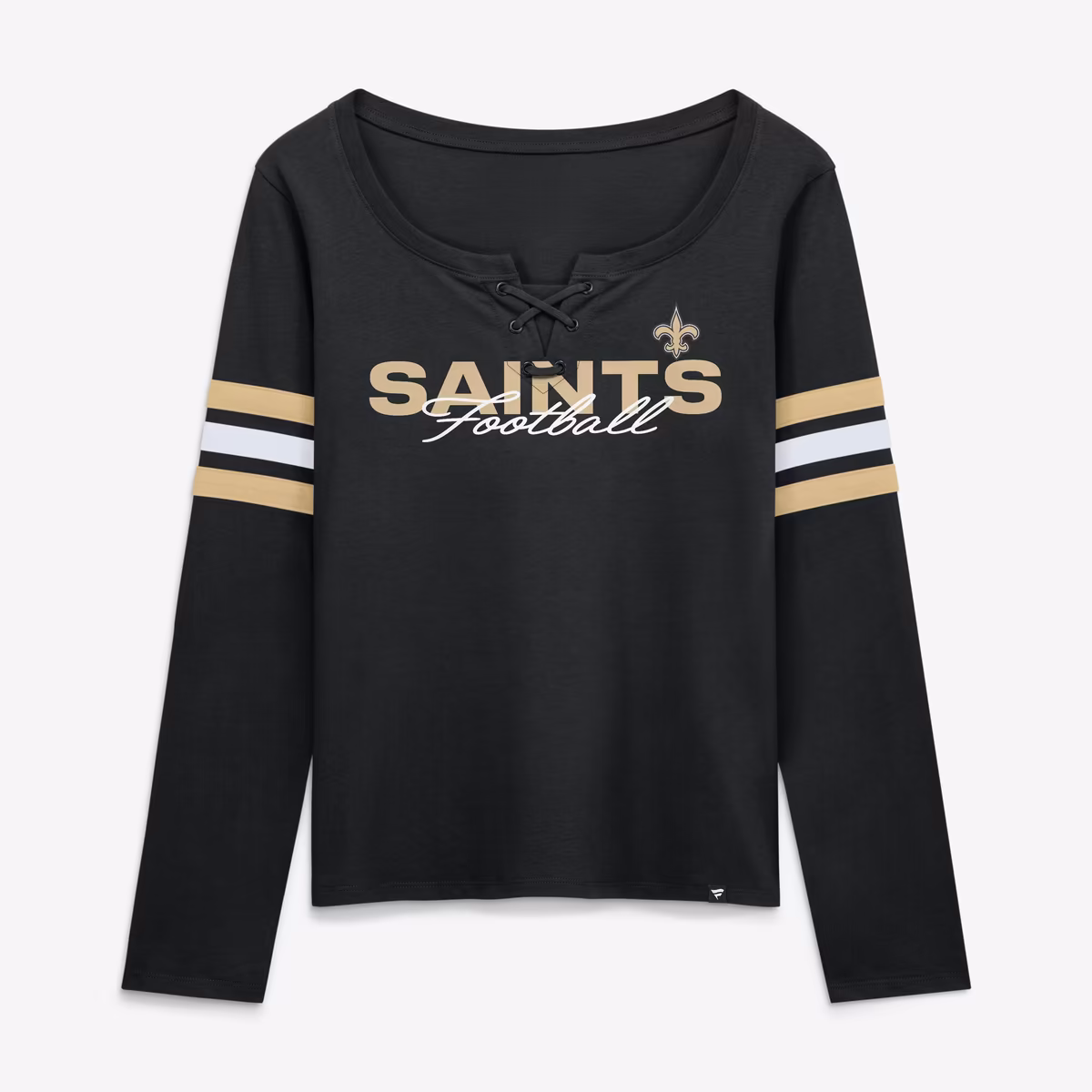 Women's Fanatics  Black New Orleans Saints Team First Coverage Scheme Lace-Up Long Sleeve T-Shirt