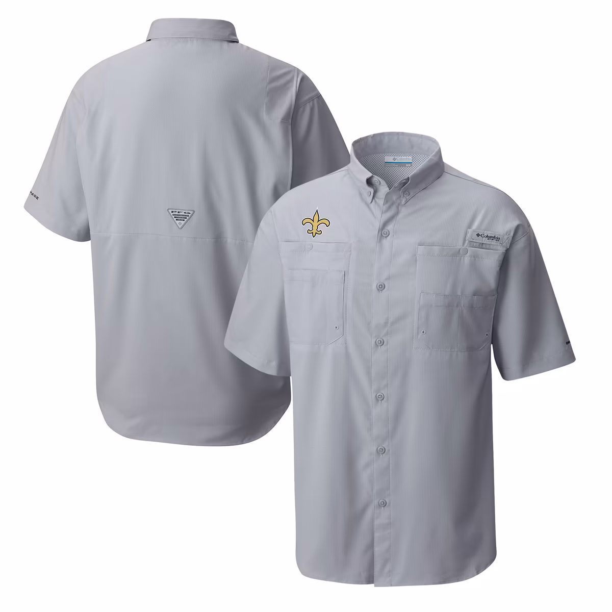 Men's Columbia Gray New Orleans Saints Tamiami Omni-Shade Button-Down Shirt 1 Men's Columbia Gray New Orleans Saints Tamiami Omni-Shade Button-Down Shirt