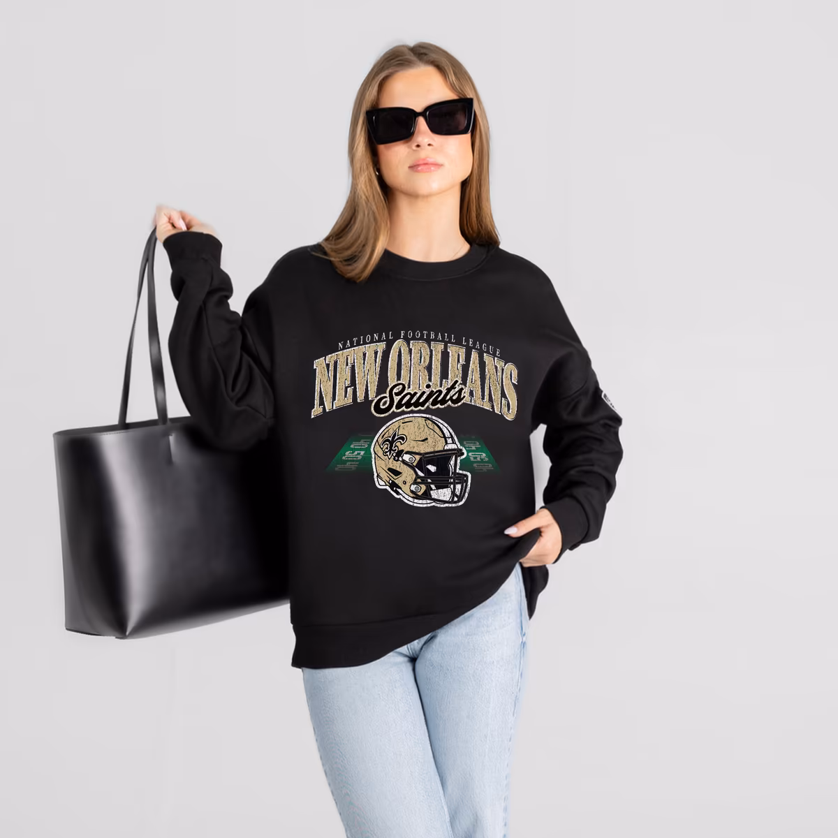 Women's Gameday Couture Black New Orleans Saints Field Focus Black Label Premium Drop Shoulder Sweatshirt 1 Women's Gameday Couture Black New Orleans Saints Field Focus Black Label Premium Drop Shoulder Sweatshirt