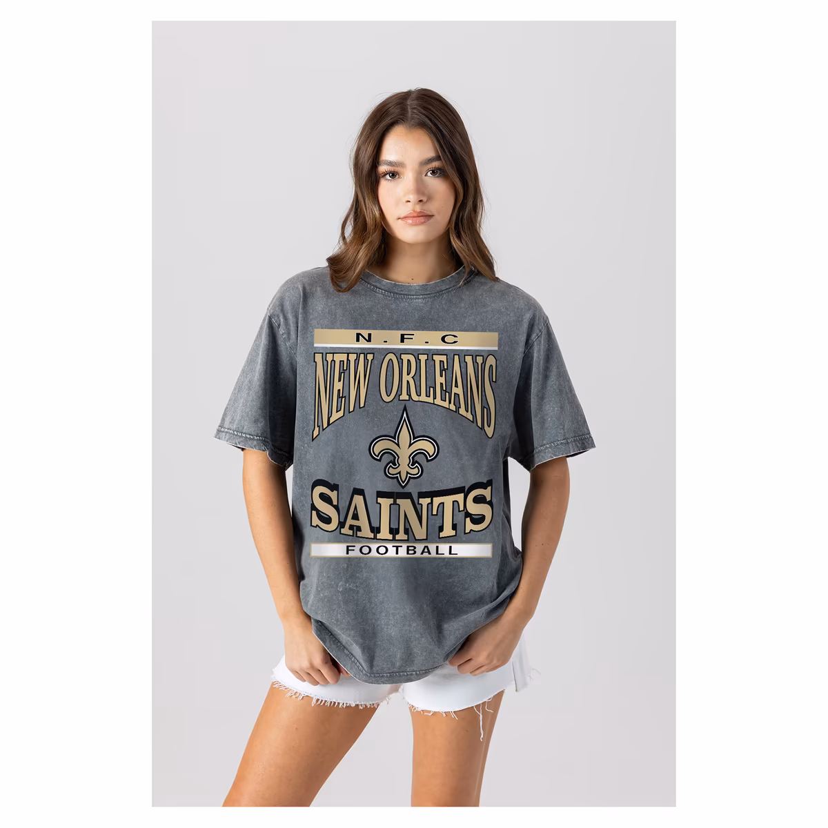 Women's Gameday Couture Gray New Orleans Saints Oversized Classic Grind Washed T-Shirt 8 Women's Gameday Couture Gray New Orleans Saints Oversized Classic Grind Washed T-Shirt