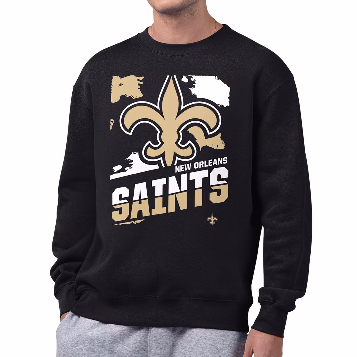Men's Starter Black New Orleans Saints Zoom Graphic Fleece Sweatshirt 3 Men's Starter Black New Orleans Saints Zoom Graphic Fleece Sweatshirt