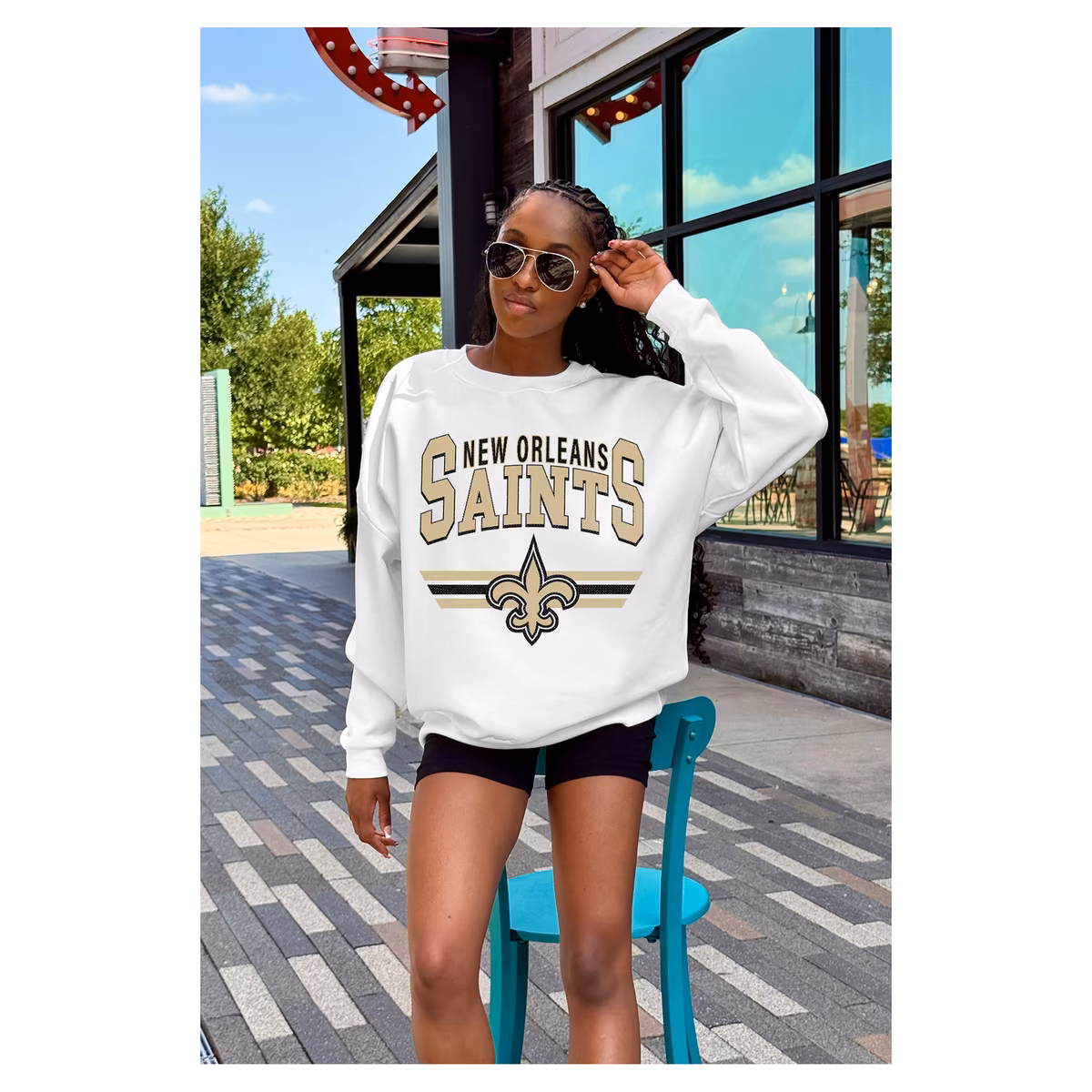 Women's Gameday Couture White New Orleans Saints Swift Strike Premium Oversized Fleece Pullover Sweatshirt 4 Women's Gameday Couture White New Orleans Saints Swift Strike Premium Oversized Fleece Pullover Sweatshirt