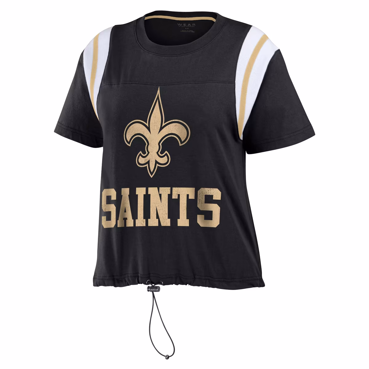 Women's WEAR by Erin Andrews Black New Orleans Saints Cinched Colorblock T-Shirt 3 Women's WEAR by Erin Andrews Black New Orleans Saints Cinched Colorblock T-Shirt