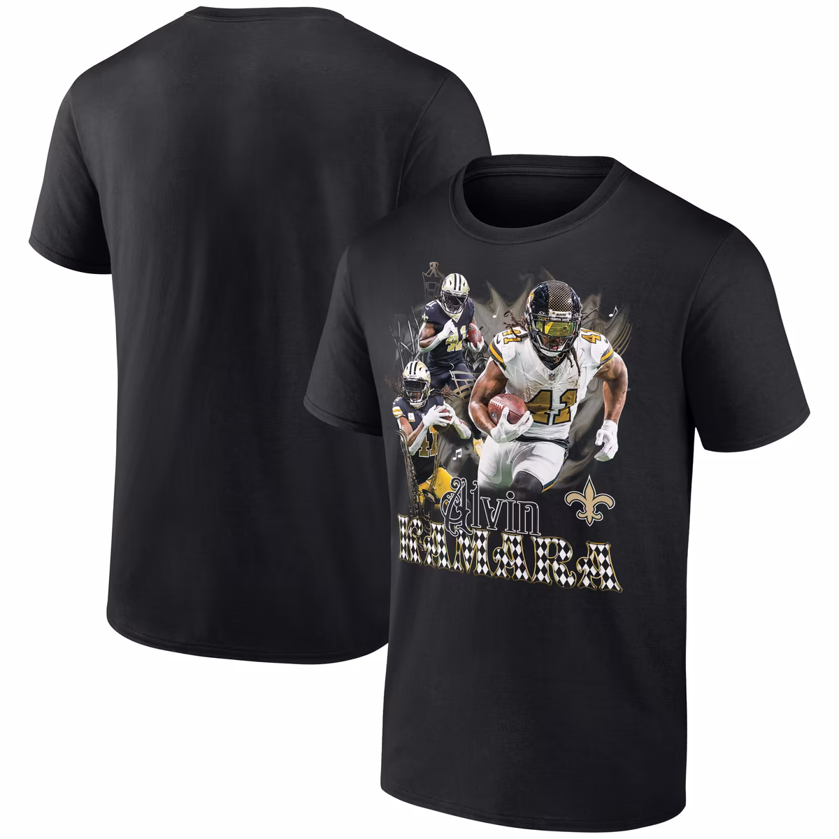 Men's Alvin Kamara Black New Orleans Saints Notorious Graphic T-Shirt